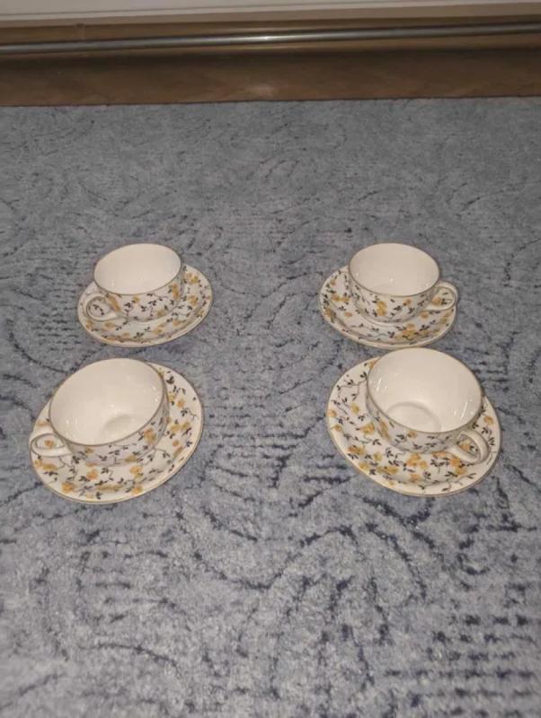 Edelstein Bavaria – 4 filiżanki ze spodkami, porcelana vintage