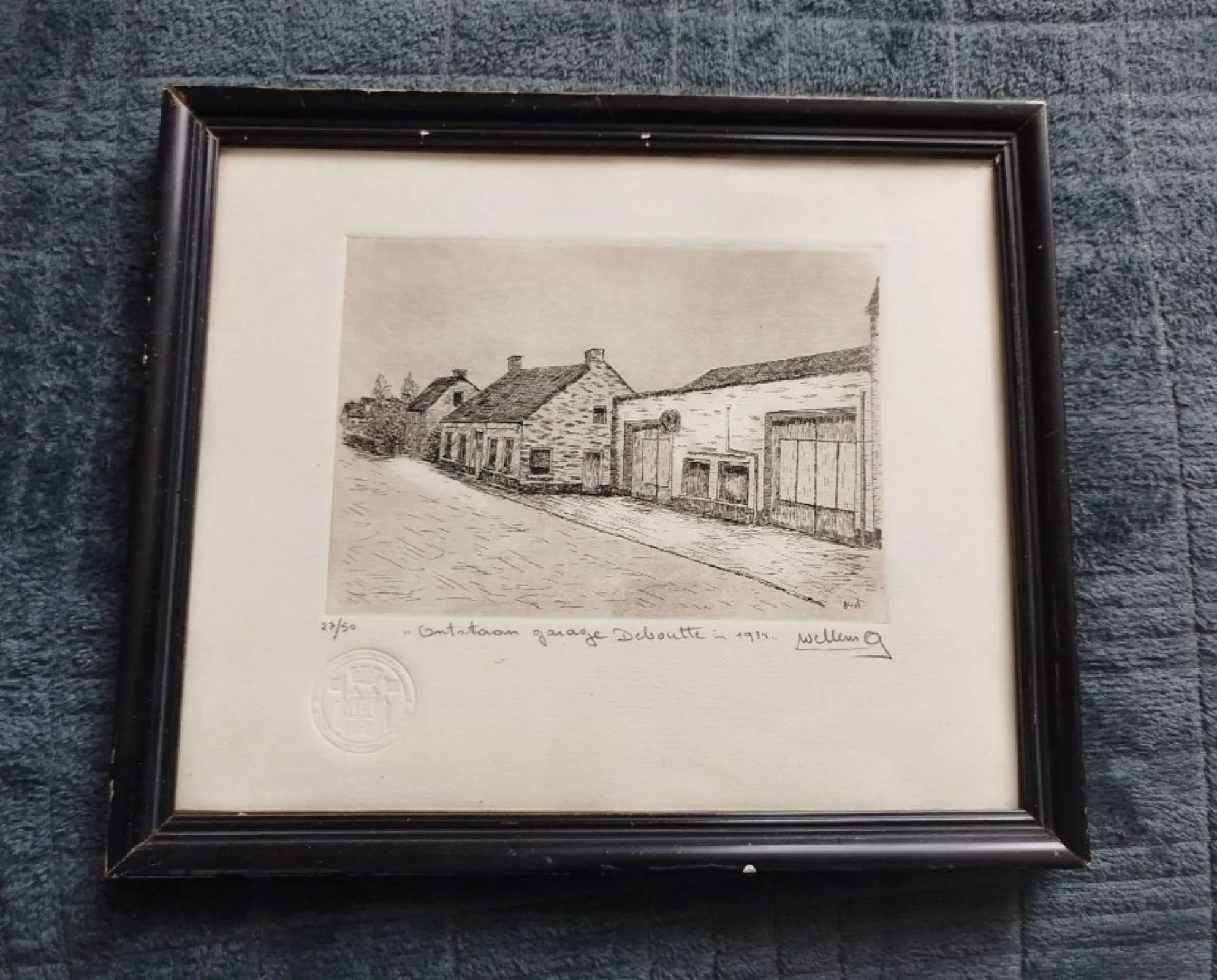 Obraz grafika podpisany z 1934 roku Antwerpia