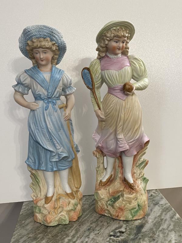 ANTYCZNA PARA FIGUR BISKWITOWYCH-;TENISISTKI-GEBRUDER HEUBACH /TURYNGIA