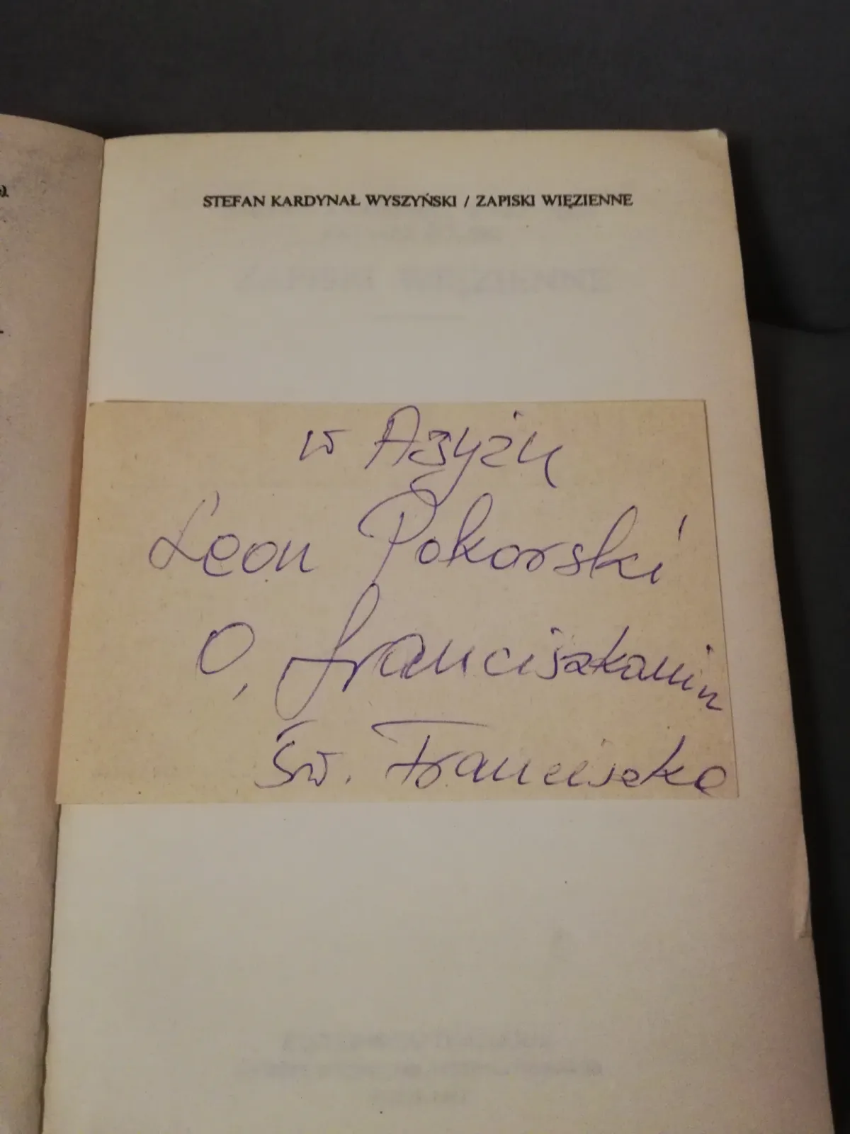 Stefan Wyszyński – Zapiski więzienne+karta katalogowa
