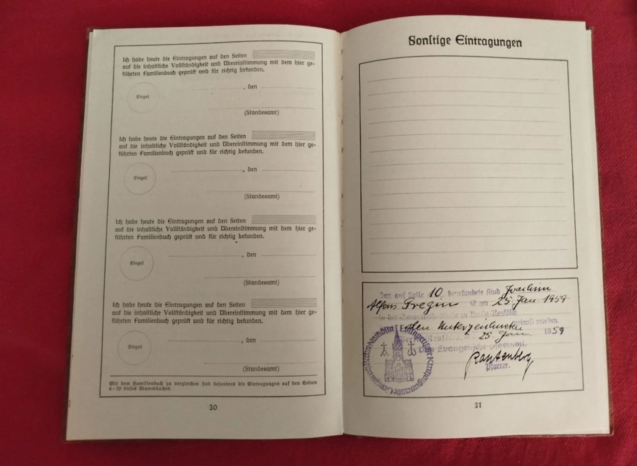 Familien Stammbuch dokument III Rzesza