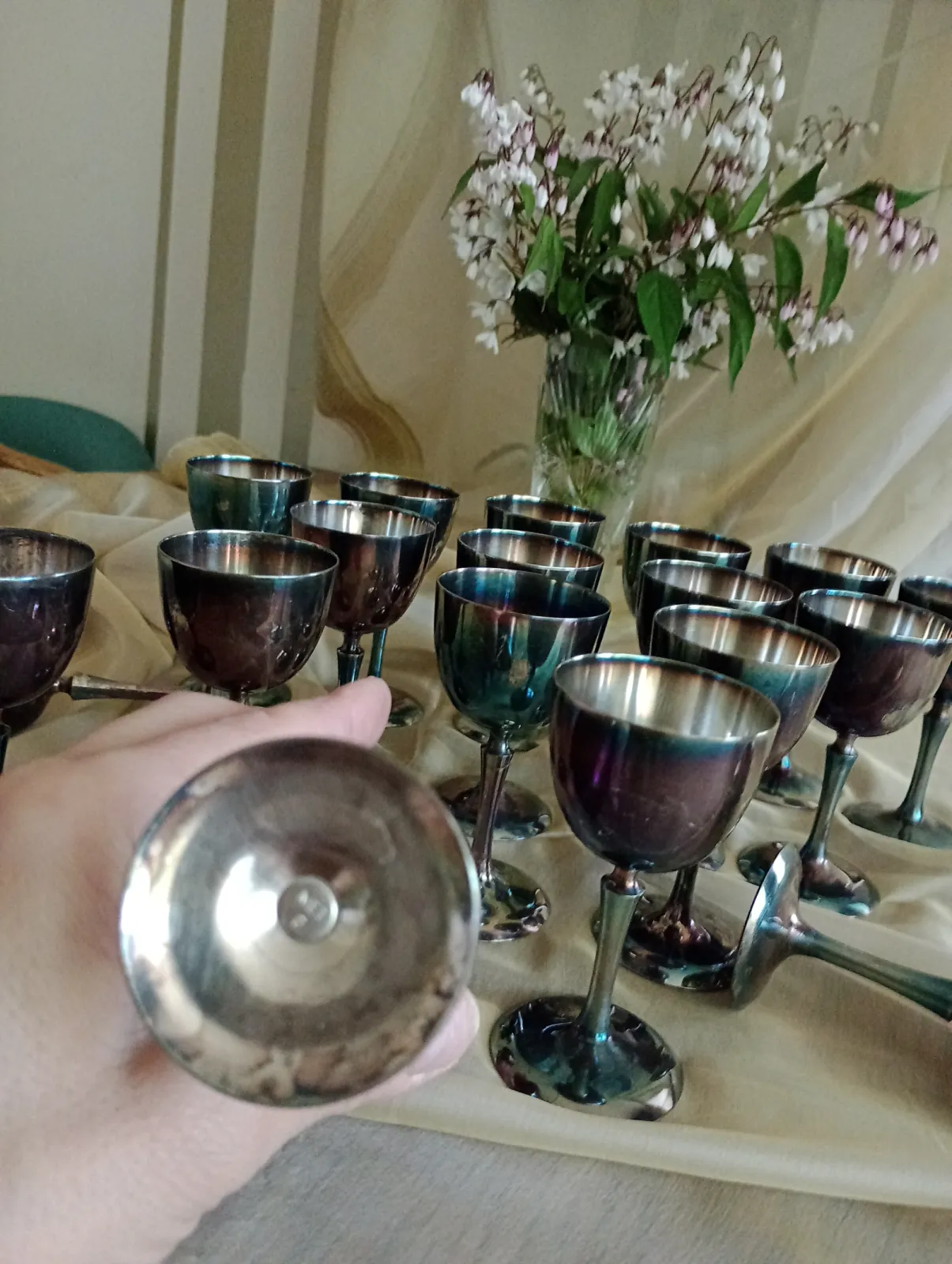 Kieliszki metalowe patynowane