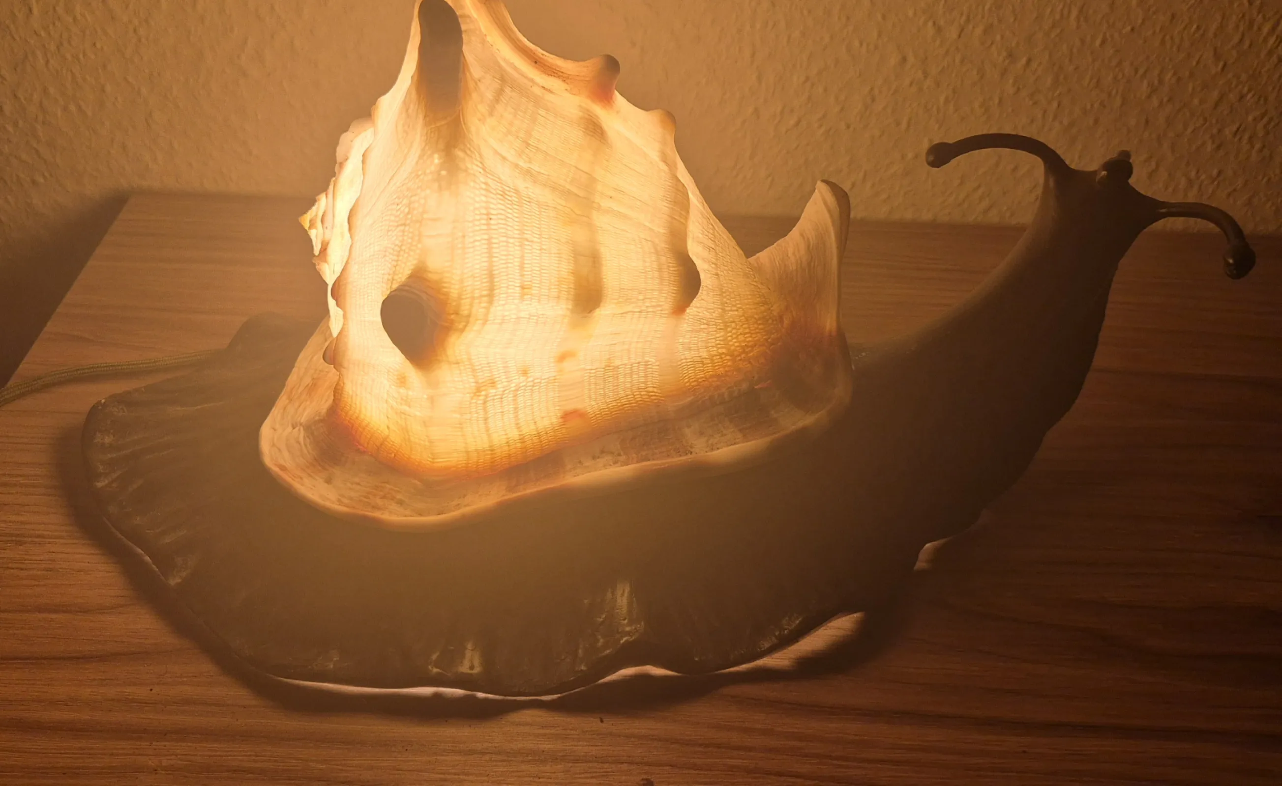 Lampa Ślimak Brąz Muszla Cassis Cornuta Secesja Gabinet Osobliwości Art Nouveau