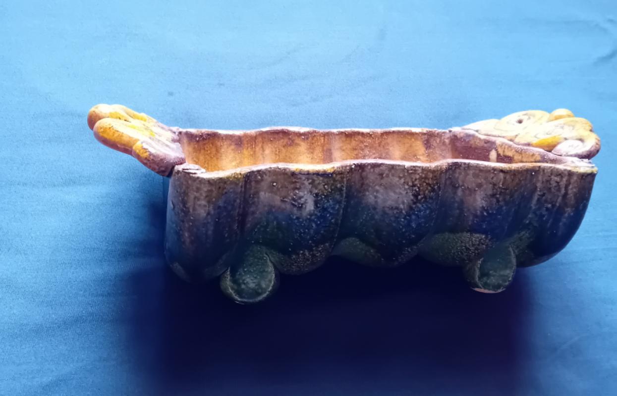 Secesyjna ceramiczna brytfanna do mięs. Niemcy, początek XX w.