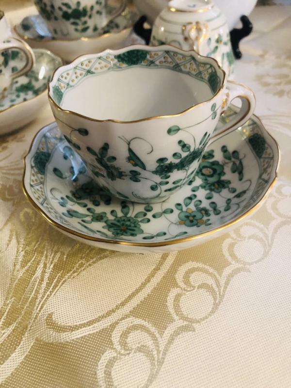 Meissen Misnia  Zielone indyjskie kwiaty