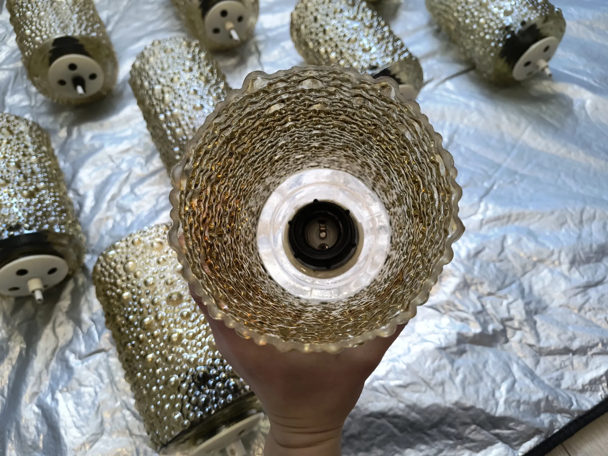 VINTAGE BUBBLE GLASS AMBER – KOMPLET 10 SZTUK