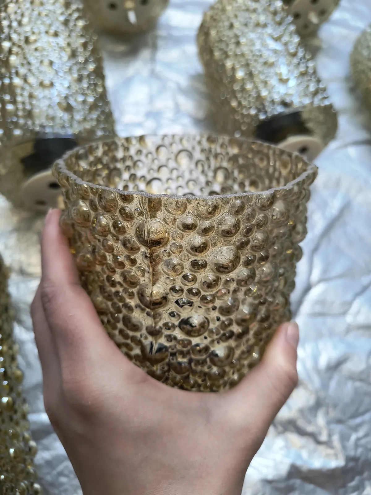 VINTAGE BUBBLE GLASS AMBER – KOMPLET 10 SZTUK