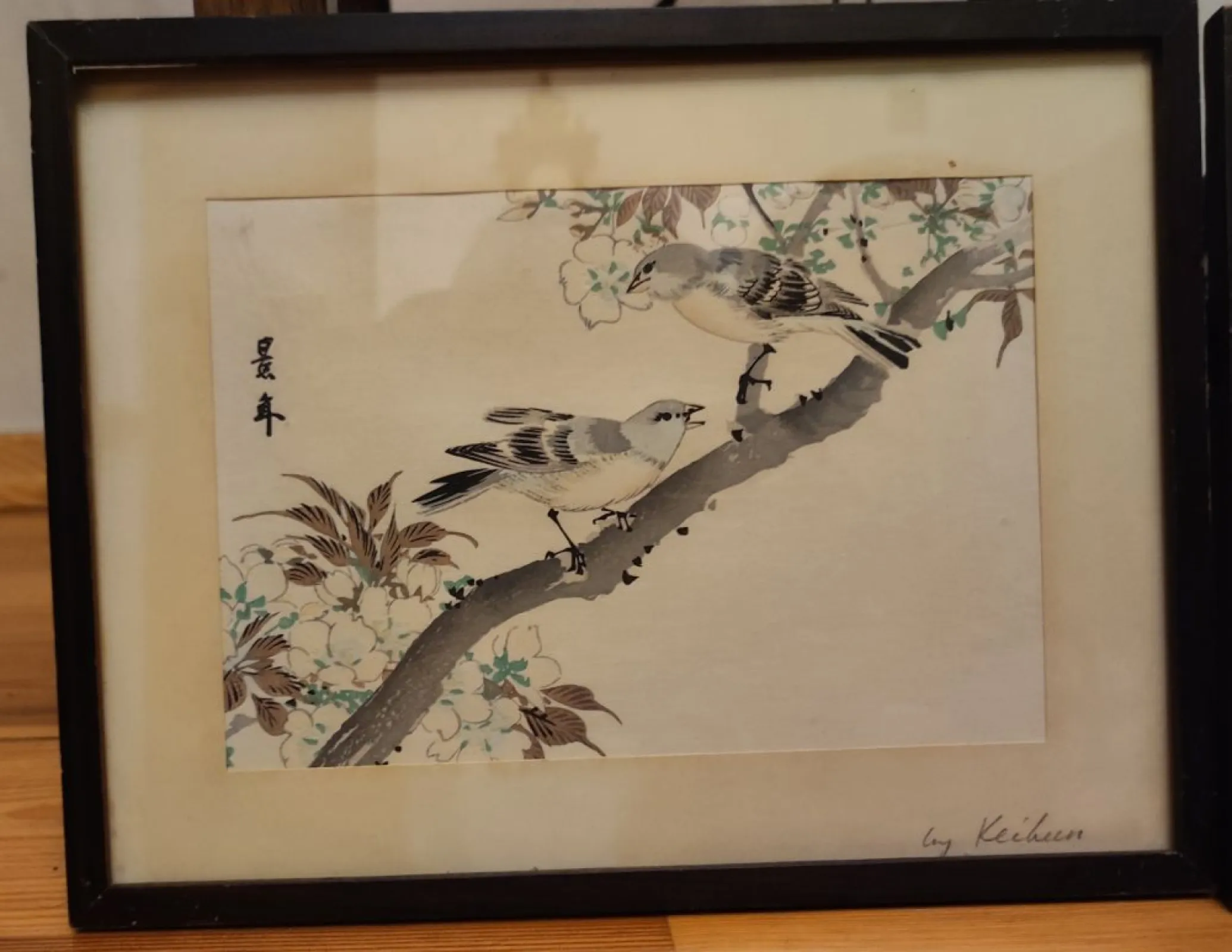 Japonia Matsumura Keibun (1779-1843) Ptaszki na gałęzi Zestaw 3 drzeworytów