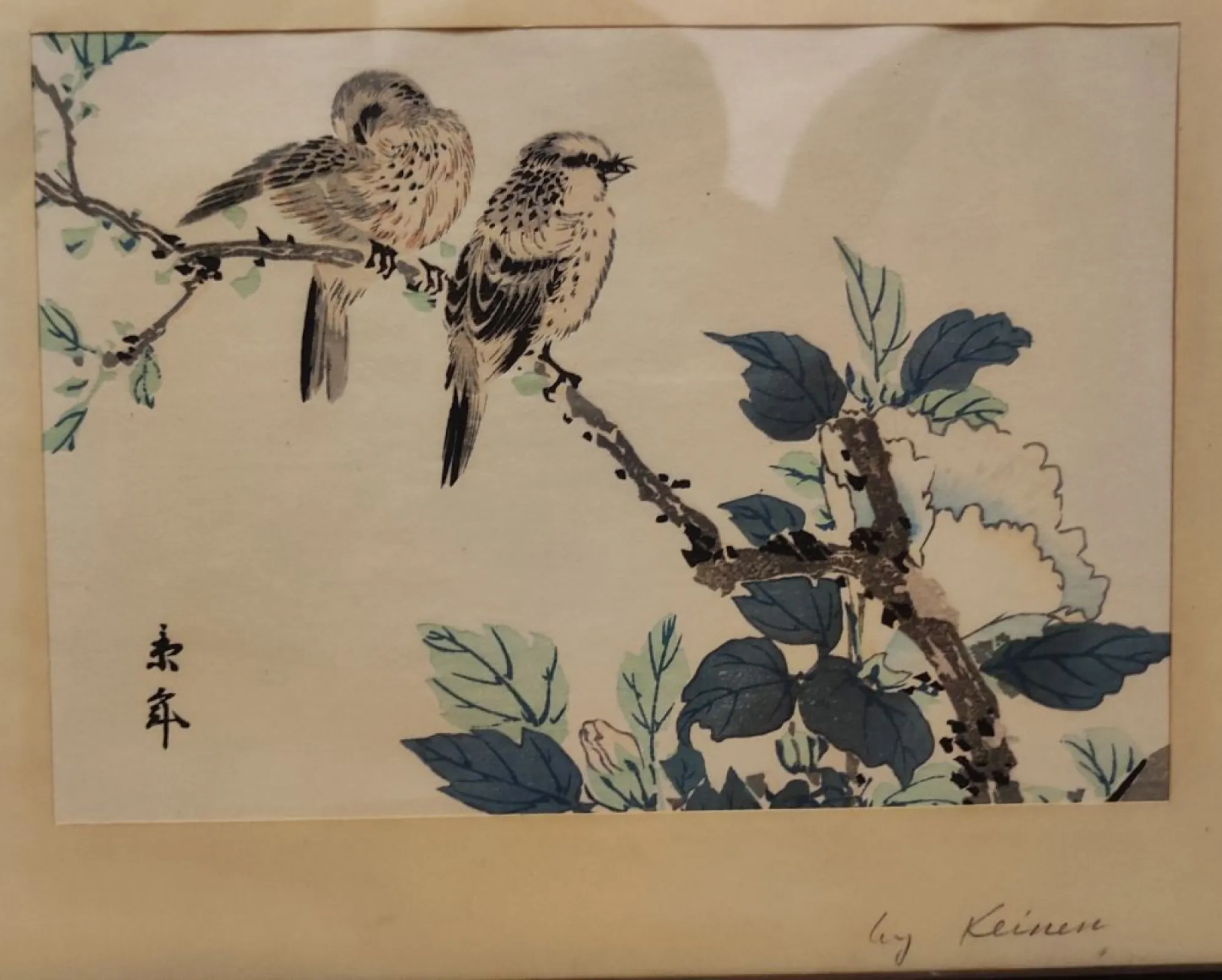 Japonia Matsumura Keibun (1779-1843) Ptaszki na gałęzi Zestaw 3 drzeworytów