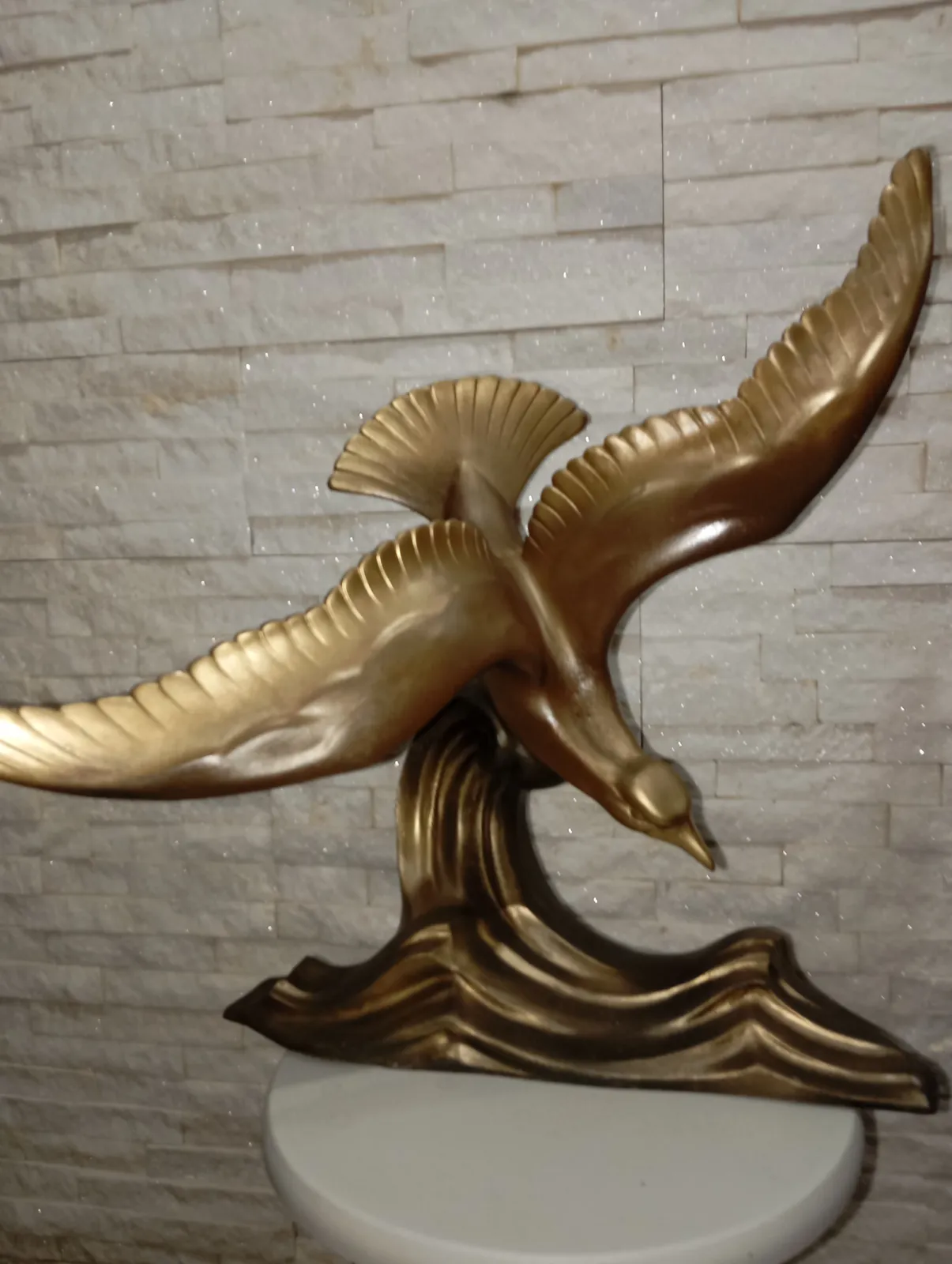 Rzeźba Vintage "Mewa na Fali" – Styl Art Déco