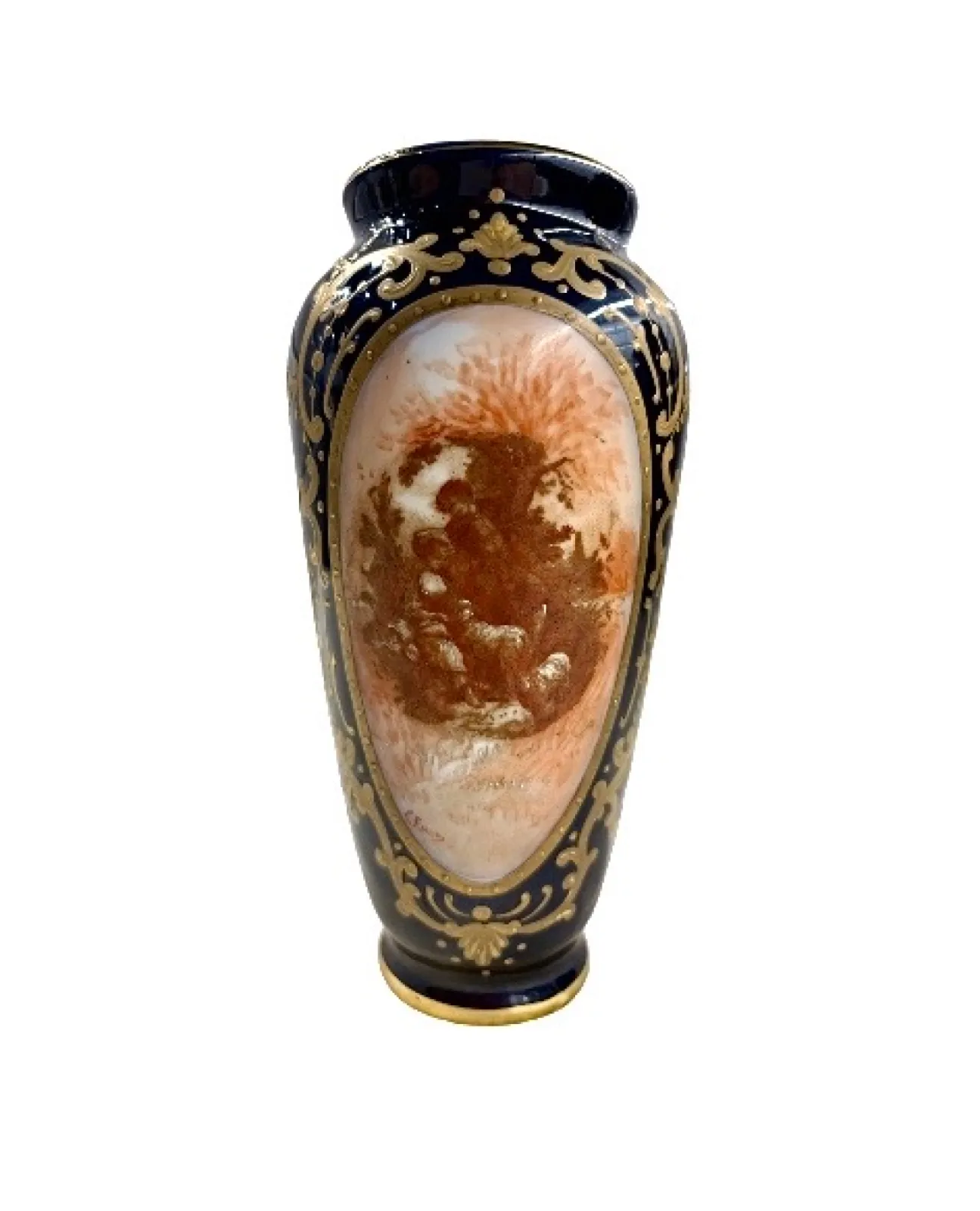 Wazon Limoges Michelaud Freres 1911-1930 Kobalt złoto