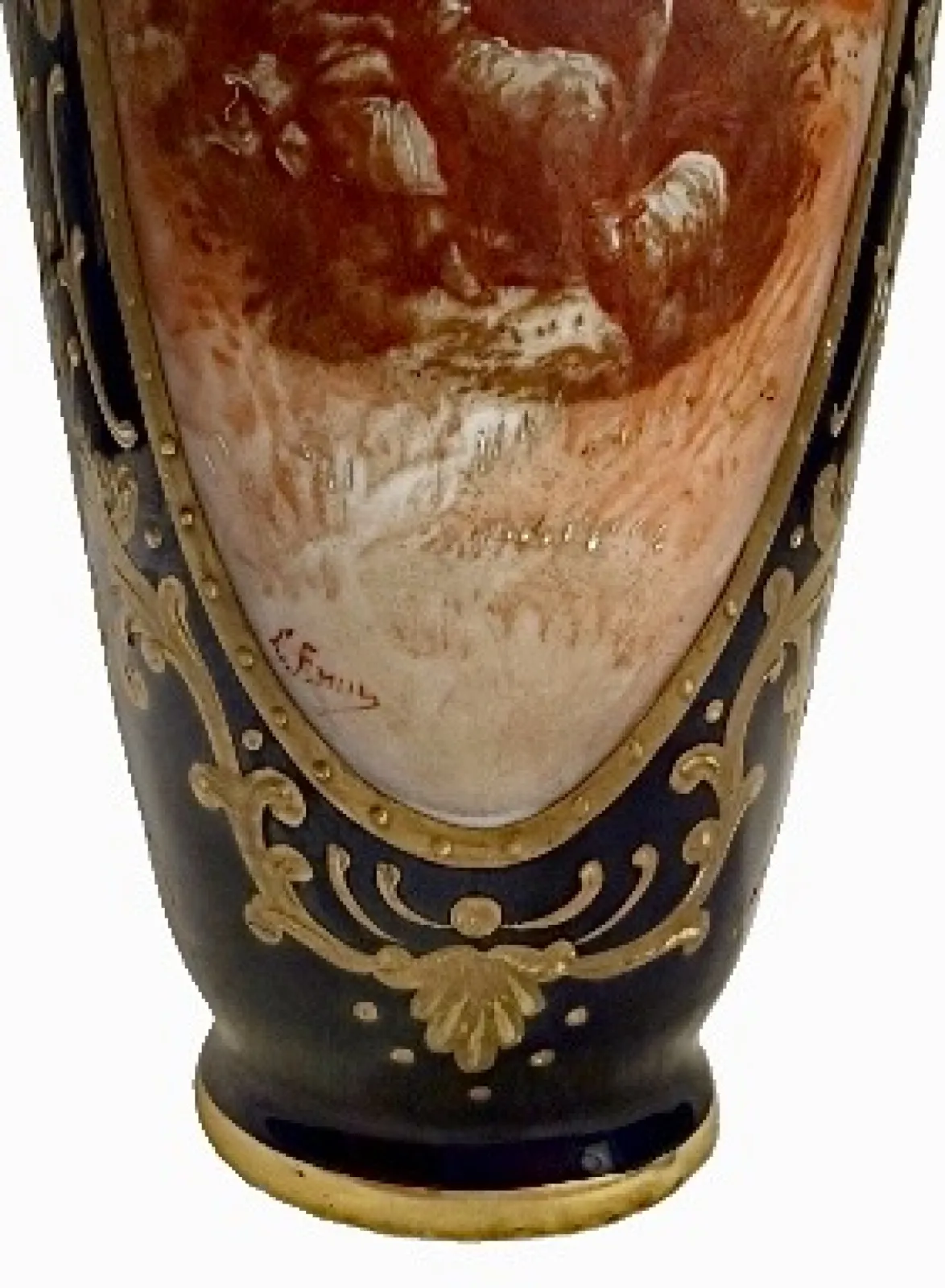 Wazon Limoges Michelaud Freres 1911-1930 Kobalt złoto