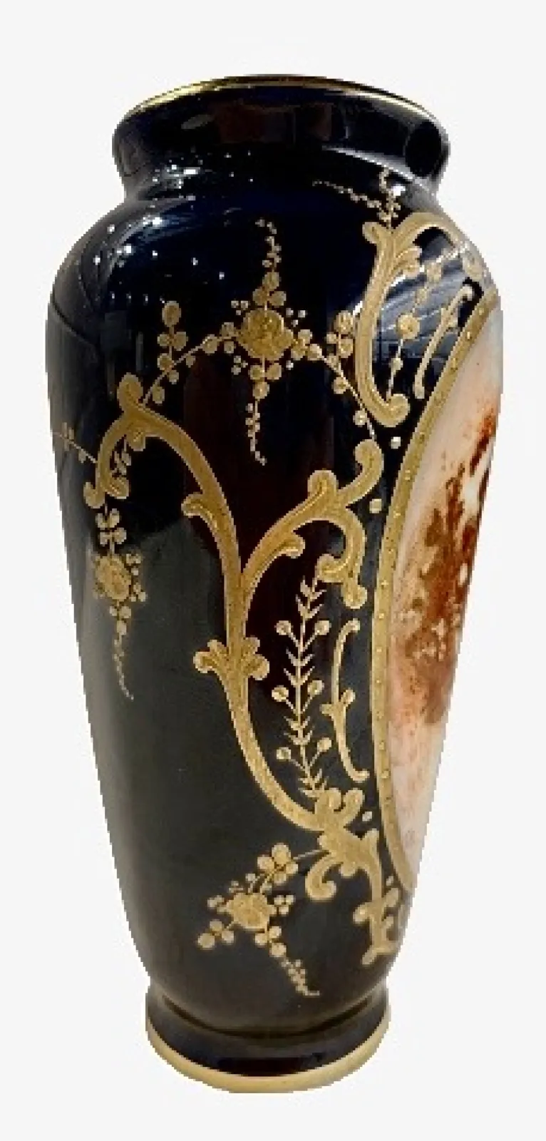Wazon Limoges Michelaud Freres 1911-1930 Kobalt złoto