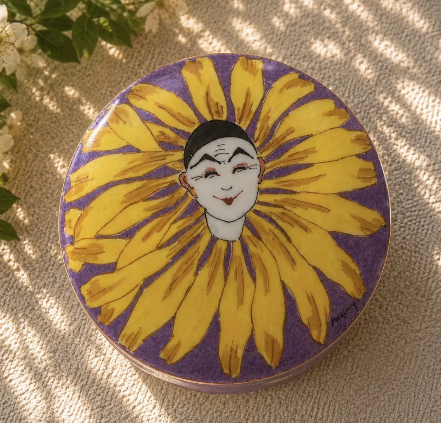Francuska szkatułka Art Déco Perlam Limoges France Pierrot / teatr / lata 20-30