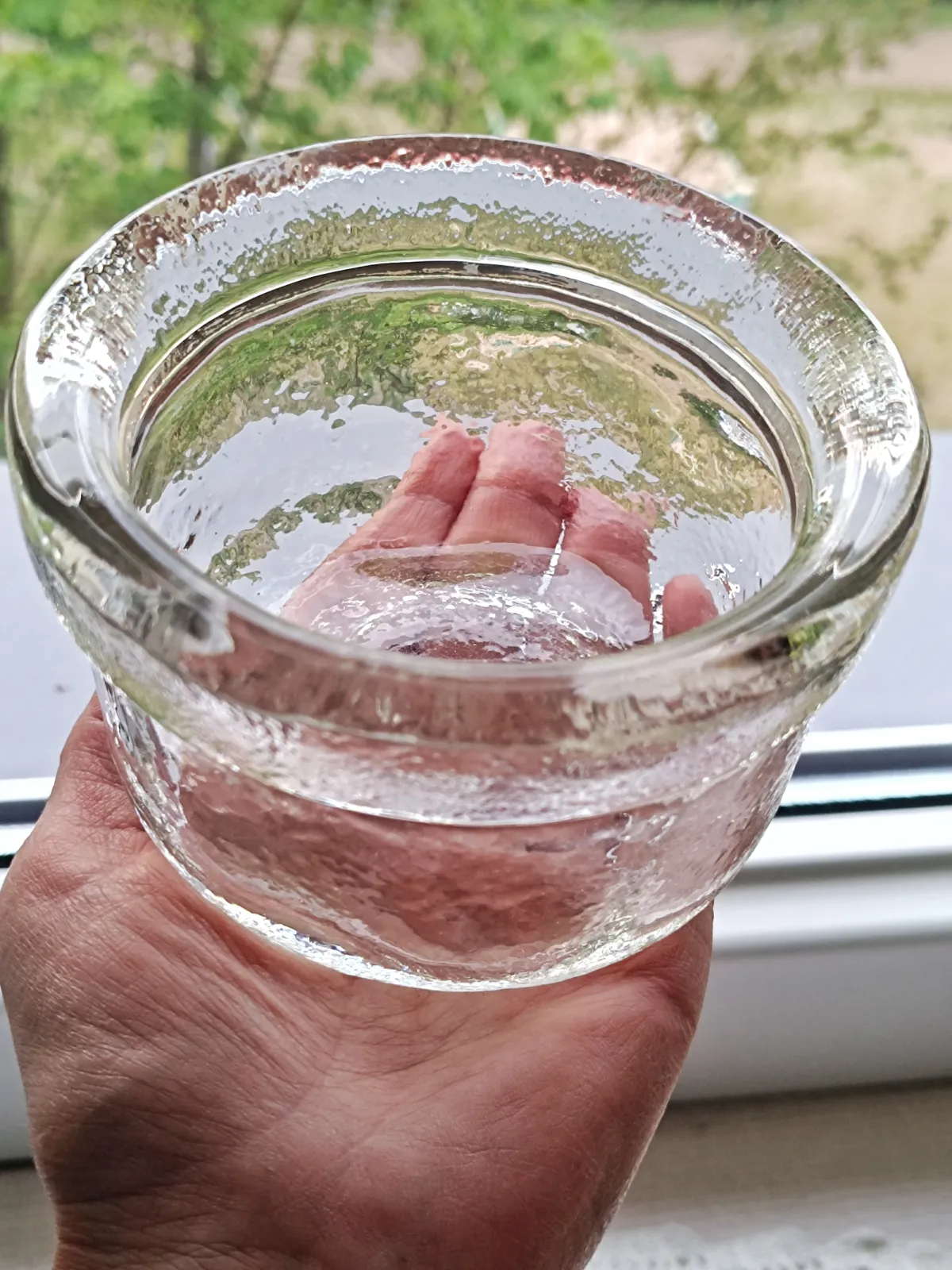 Zabytkowy pojemnik z grubego szkła Glasi Hergiswil Szwajcaria