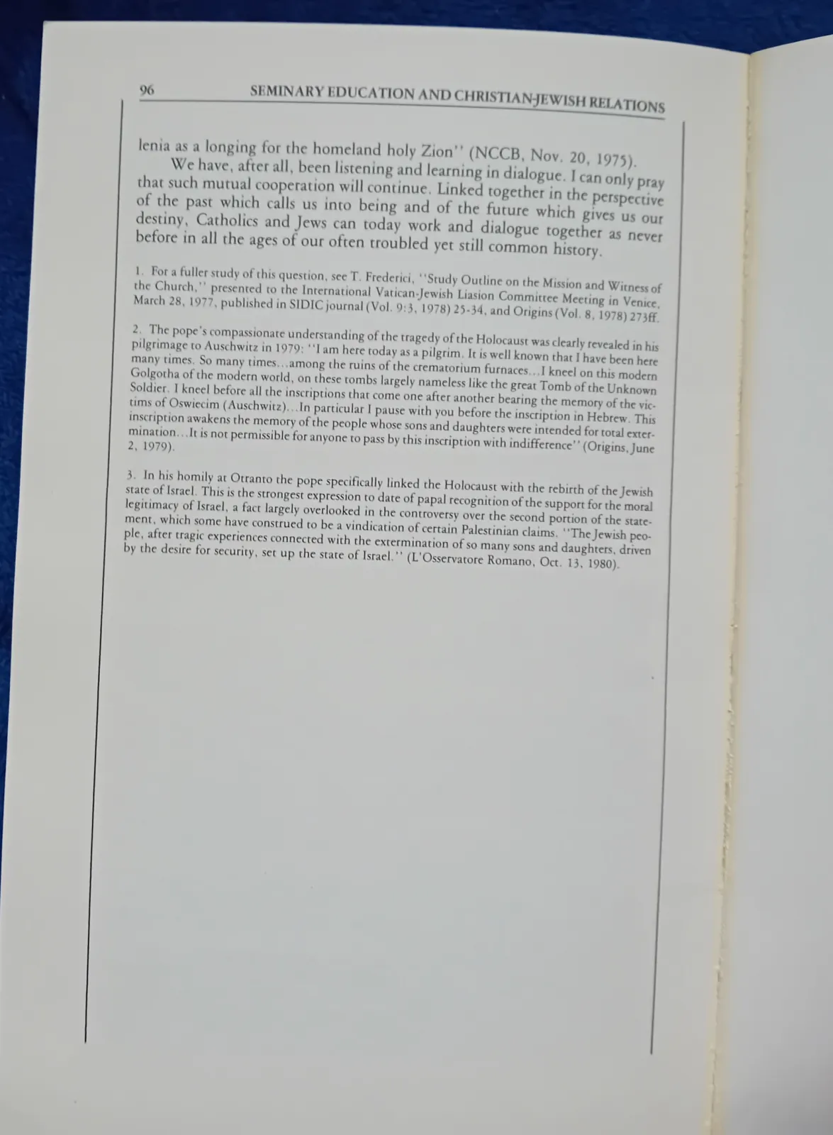 Eugene J. Fisher. Seminary Education and Christian-Jewish Relations. Wydanie I, 1983r.