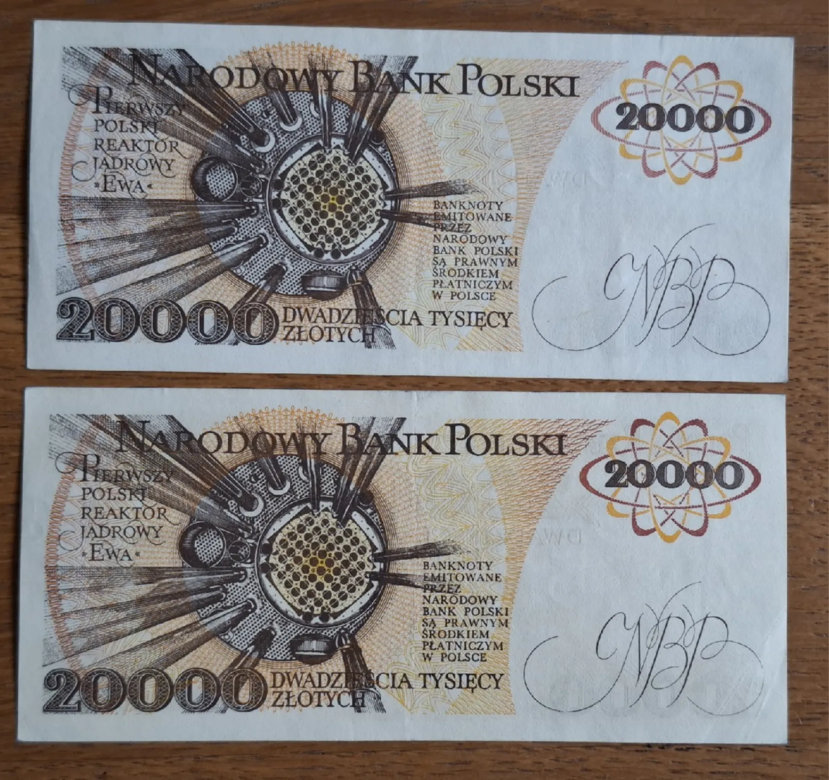 Banknoty obiegowe PRL 20000 złoty 2 szt. W cenie