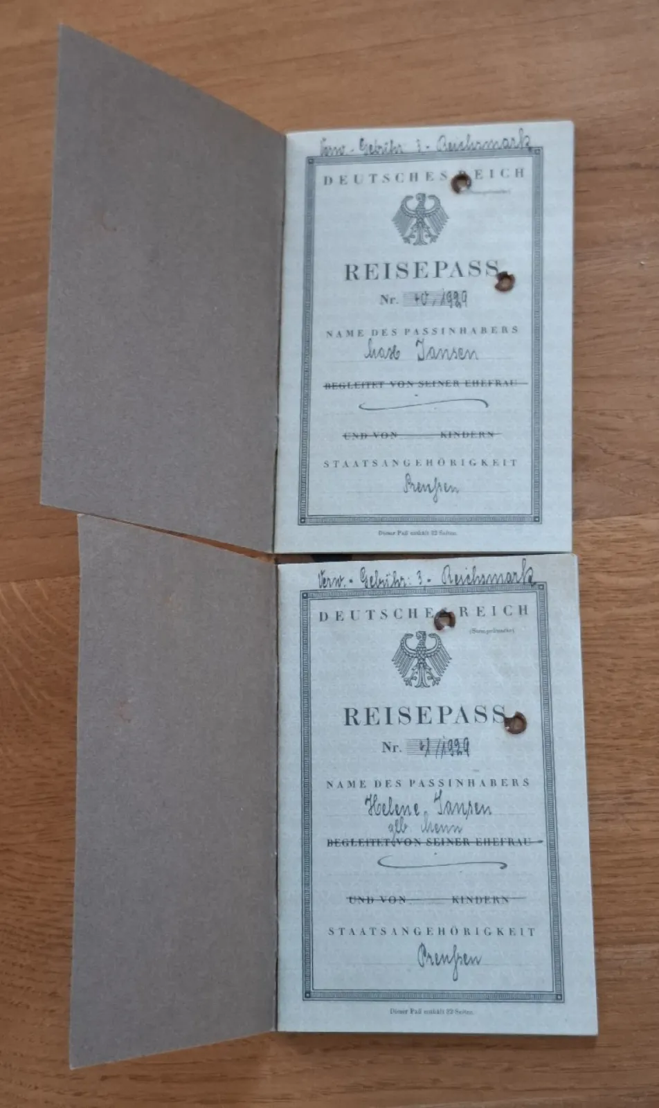 Reise pass III Rzesza 2 oryginalne paszporty cena za parę