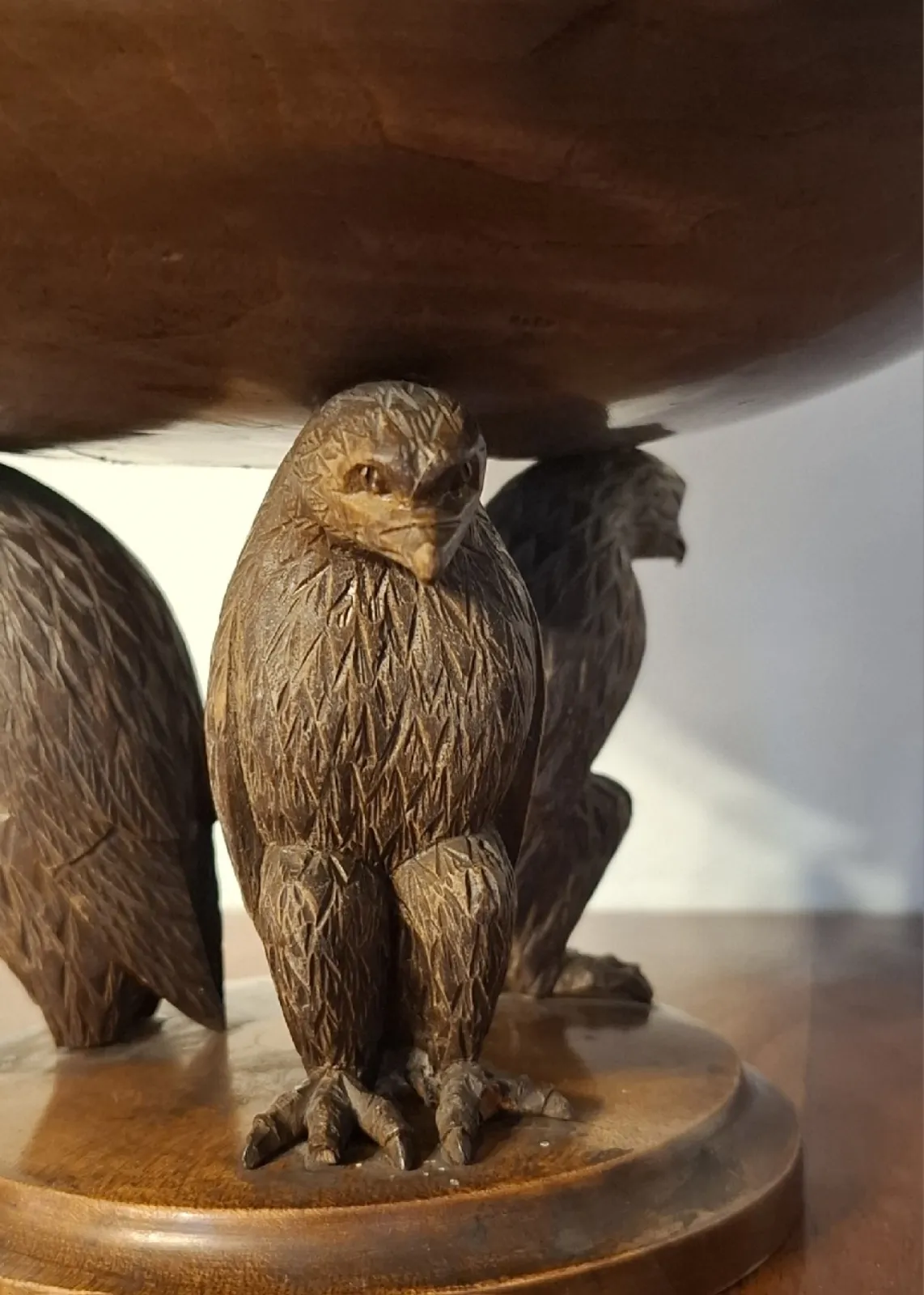 Biedermeier rzeźbione 3 orły misa orzech z inkrustacją Unikat