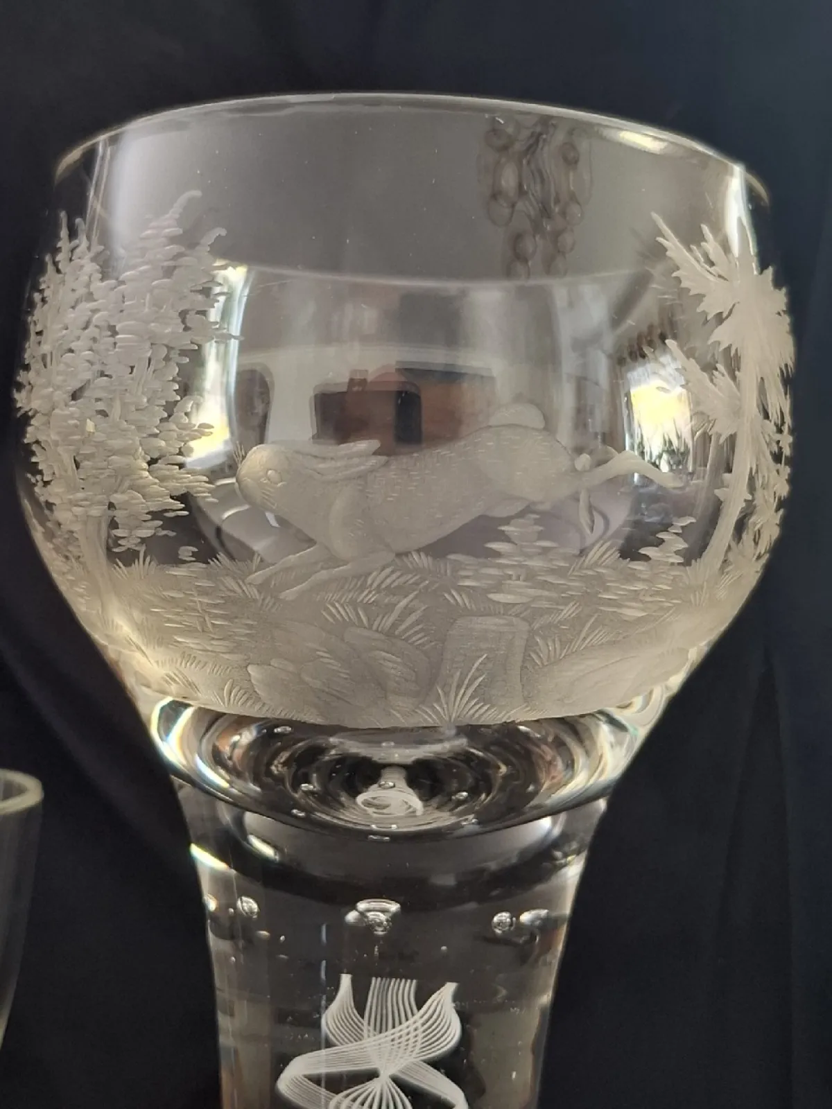 Józefina 3 kieliszki 28 cm. filigran Jesephinenhutte 1912 r. Myśliwskie