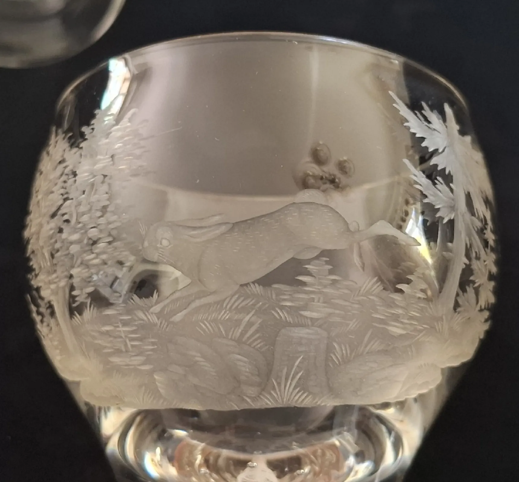 Józefina 3 kieliszki 28 cm. filigran Jesephinenhutte 1912 r. Myśliwskie