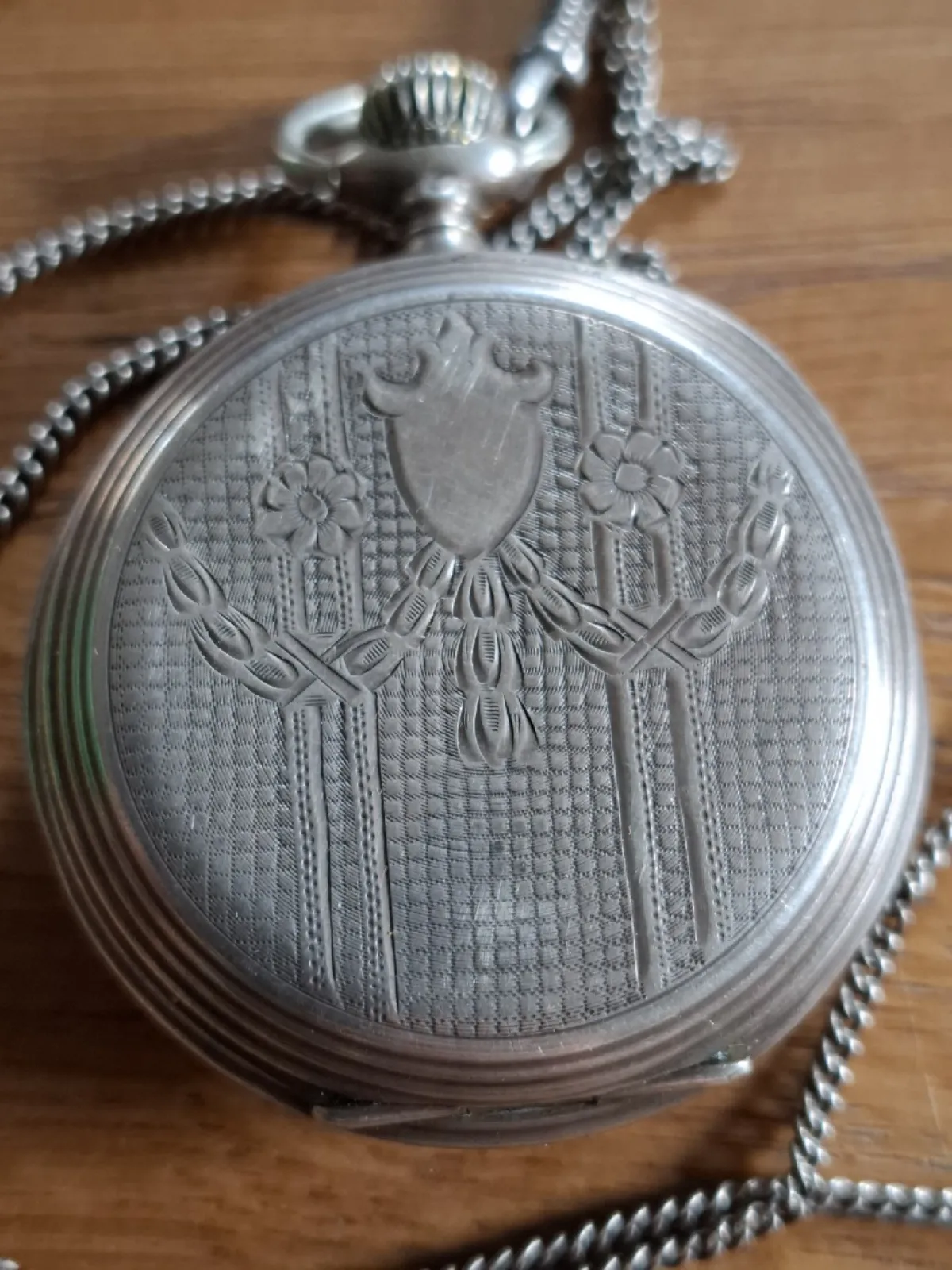 Zegarek kieszonkowy + Dewizka srebro 800 XIX w.