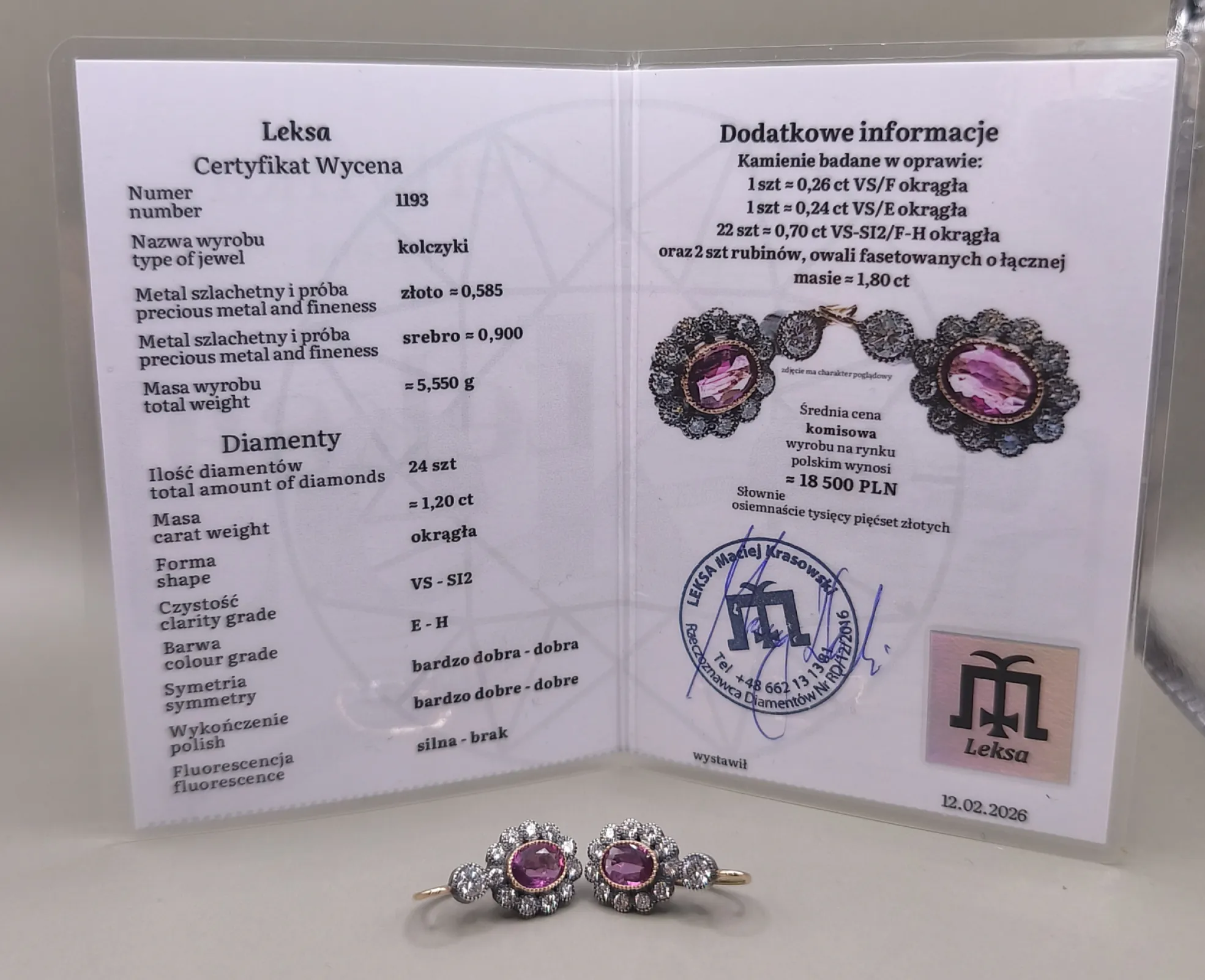 Ekskluzywne Kolczyki z Rubinami i Diamentami (1.20 ct) – Klasyka i Elegancja