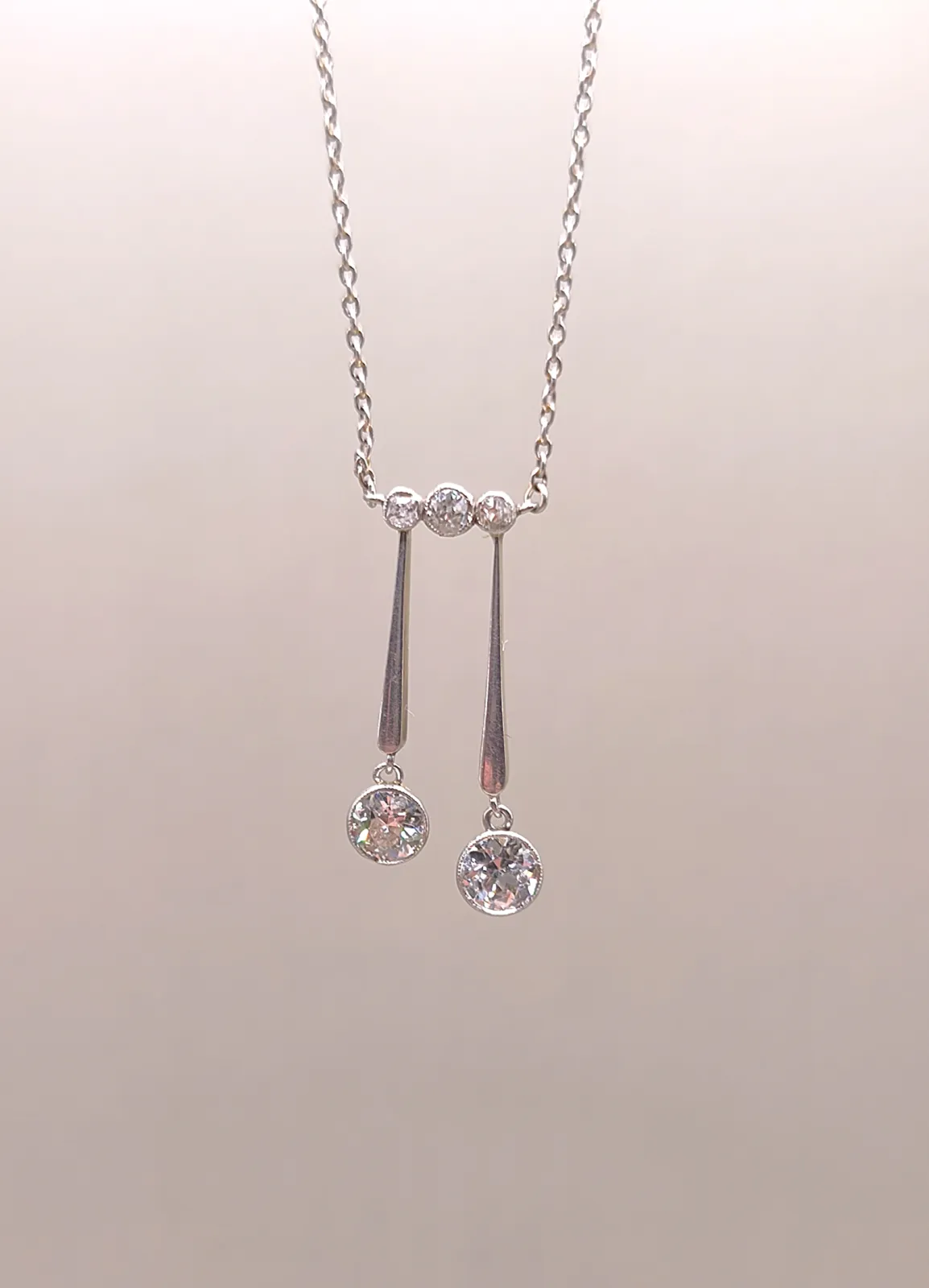 Diamentowy Naszyjnik 0.80 ct  Art Déco Złoto 585 14K oraz srebro