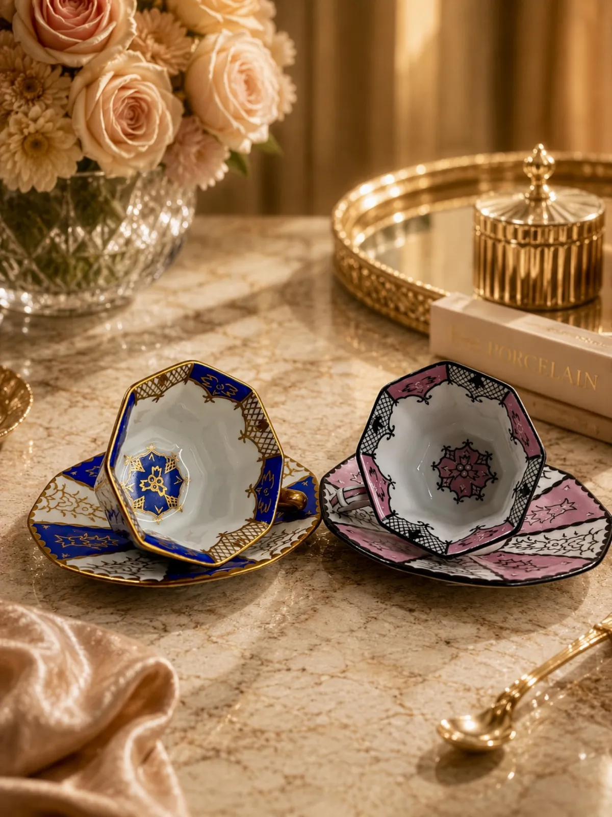 Walter Buhe Sonntag & Söhne Art Deco Tirschenreuth filiżanki espresso Bavaria lata 20/30