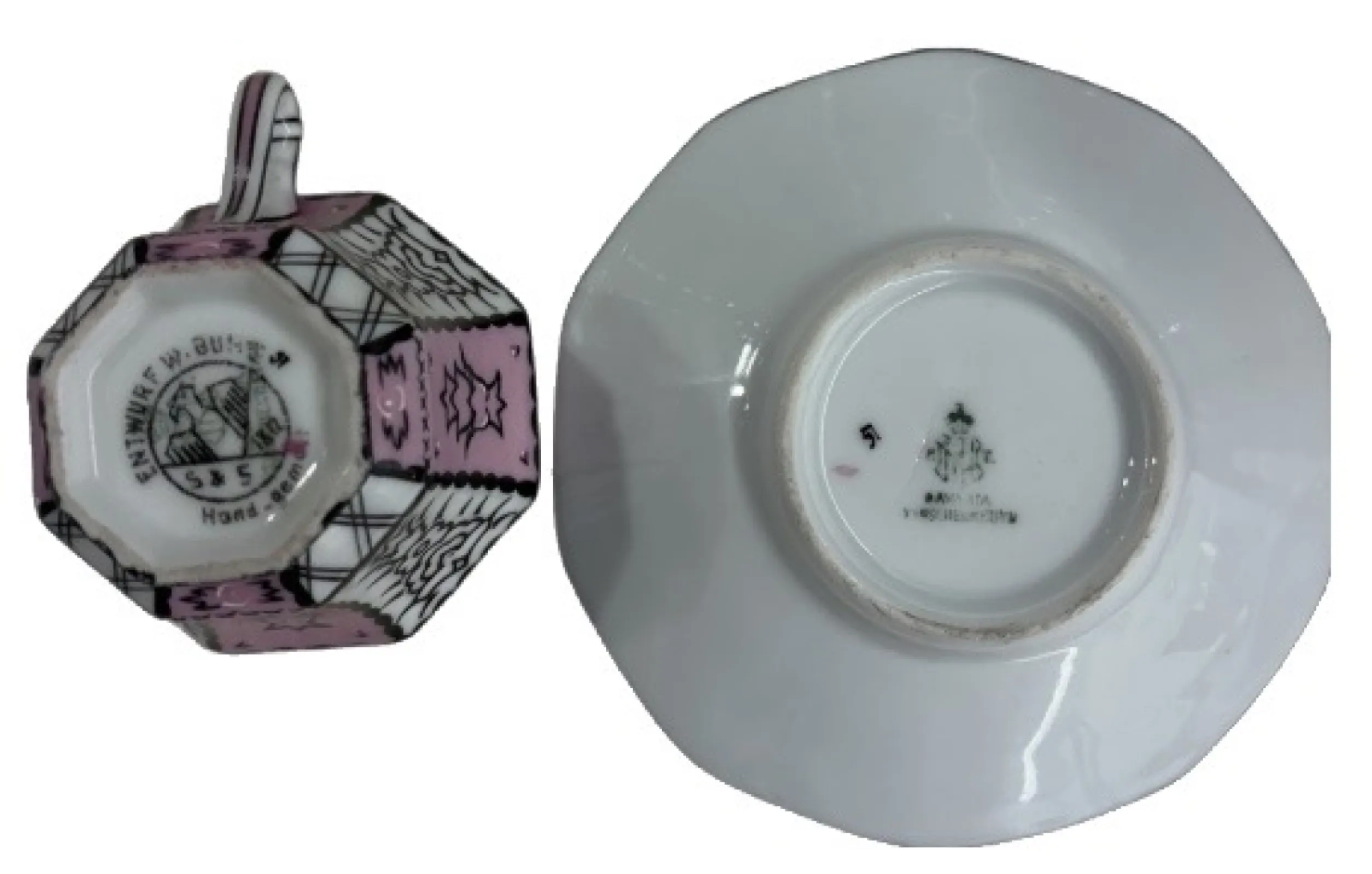 Walter Buhe Sonntag & Söhne Art Deco Tirschenreuth filiżanki espresso Bavaria lata 20/30
