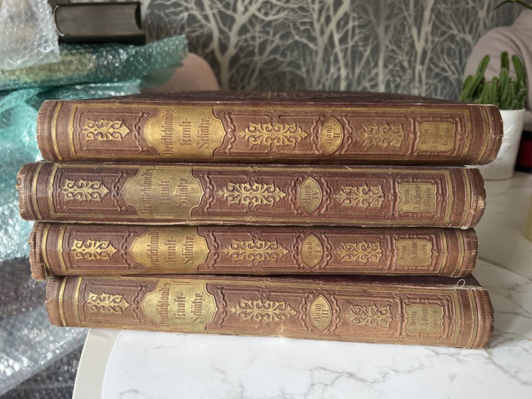 Antyczne albumy „Deutschlands Kunstschätze” 4 tomy 1872 Leipzig bogato zdobione