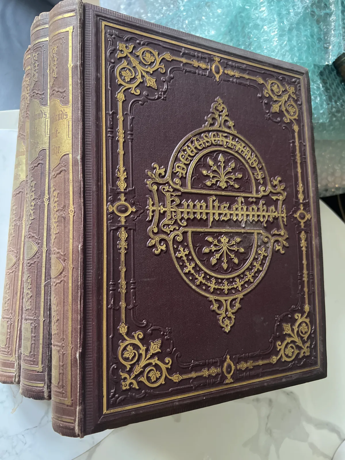 Antyczne albumy „Deutschlands Kunstschätze” 4 tomy 1872 Leipzig bogato zdobione