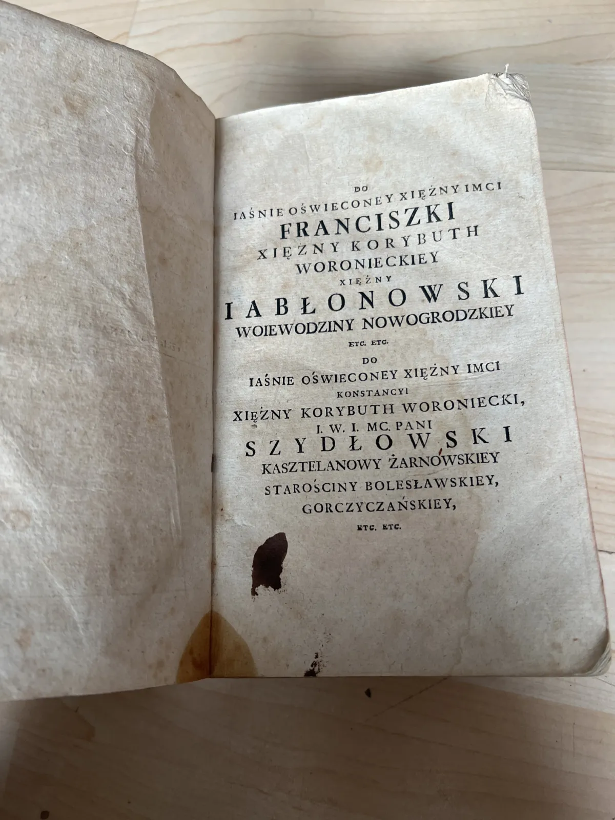 Starodruk XVIII/XIX w. polska książka szlachecka ręcznie oprawiana antyk
