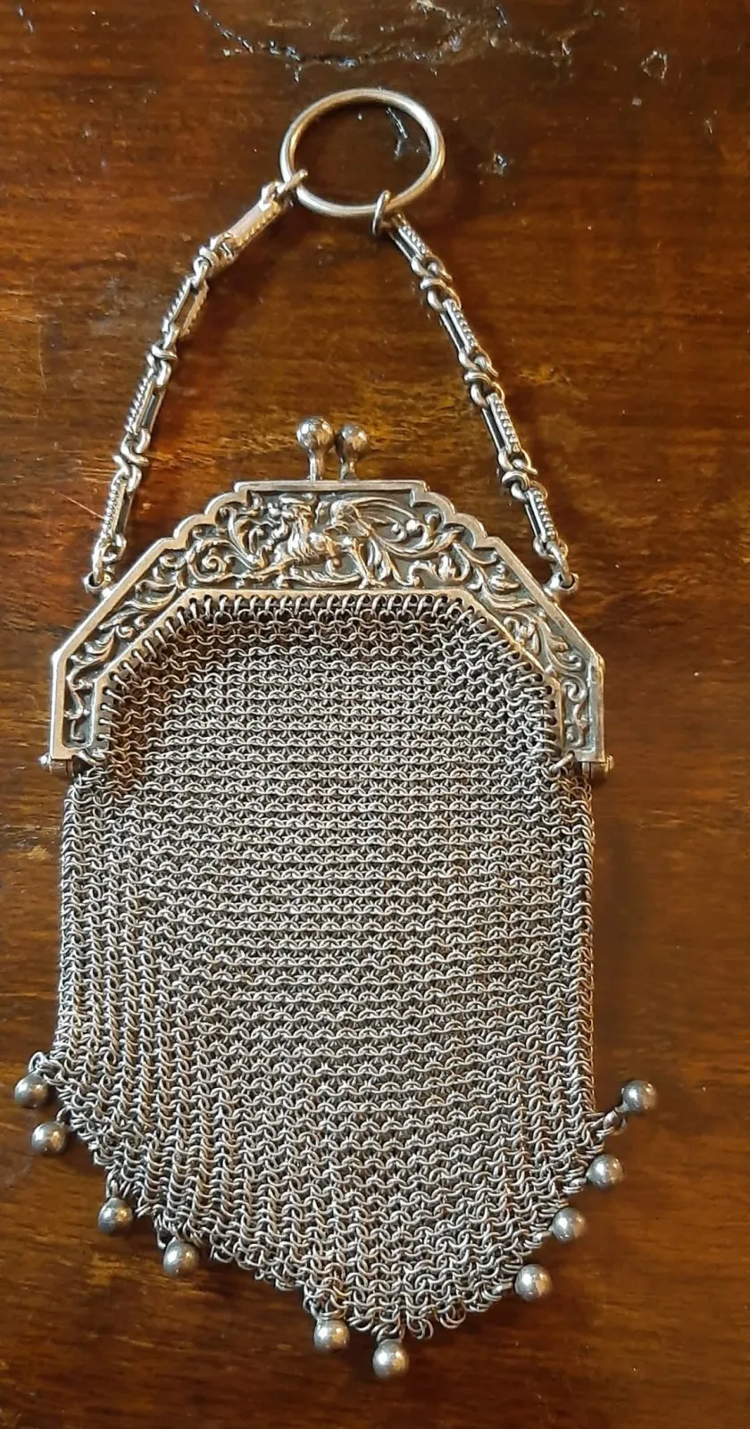 Srebrna torebka chatelaine