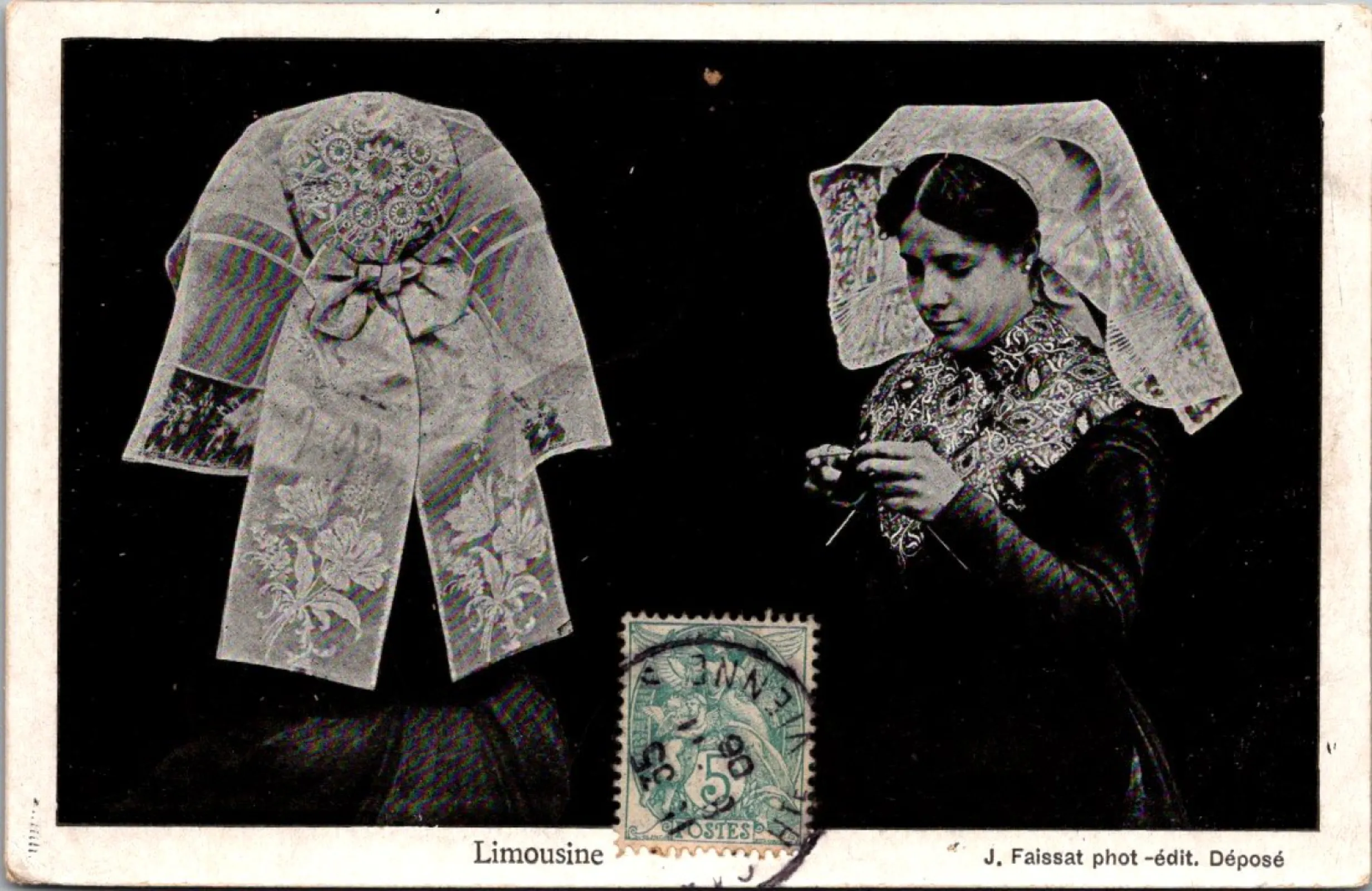 Pocztówka/ Folklor/ Limousin/ Strój regionalny/ Francja/ ok. 1900