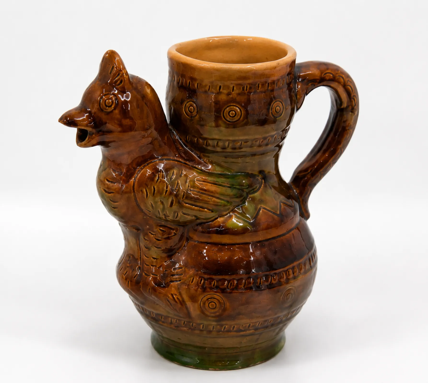 Ceramiczny dzbanek / wazon vintage z ptakiem – Skopin, ZSRR, 1977 r PRL