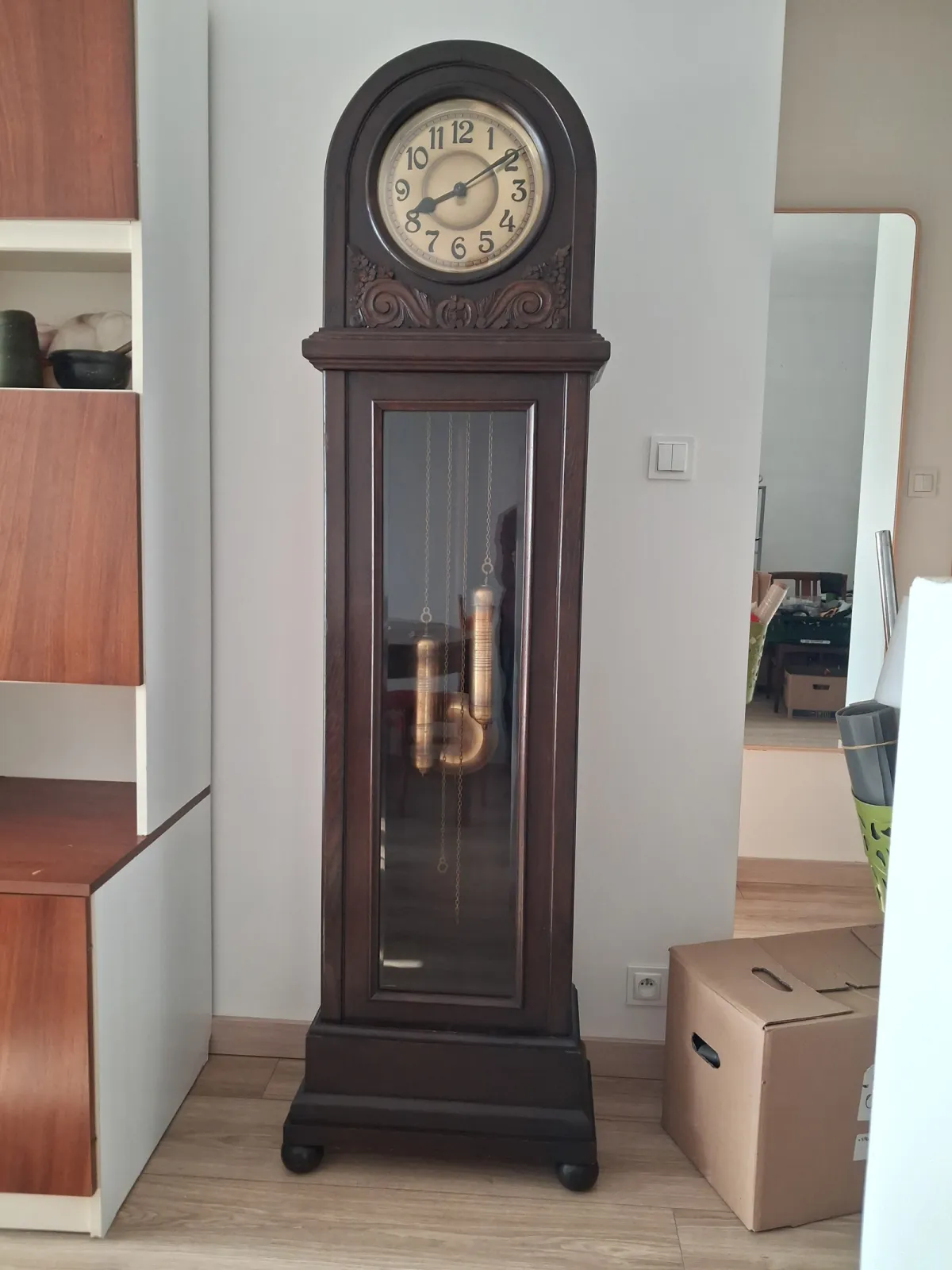 Zegar stojący podłogowy dębowy zabytkowy wysoki 194 cm