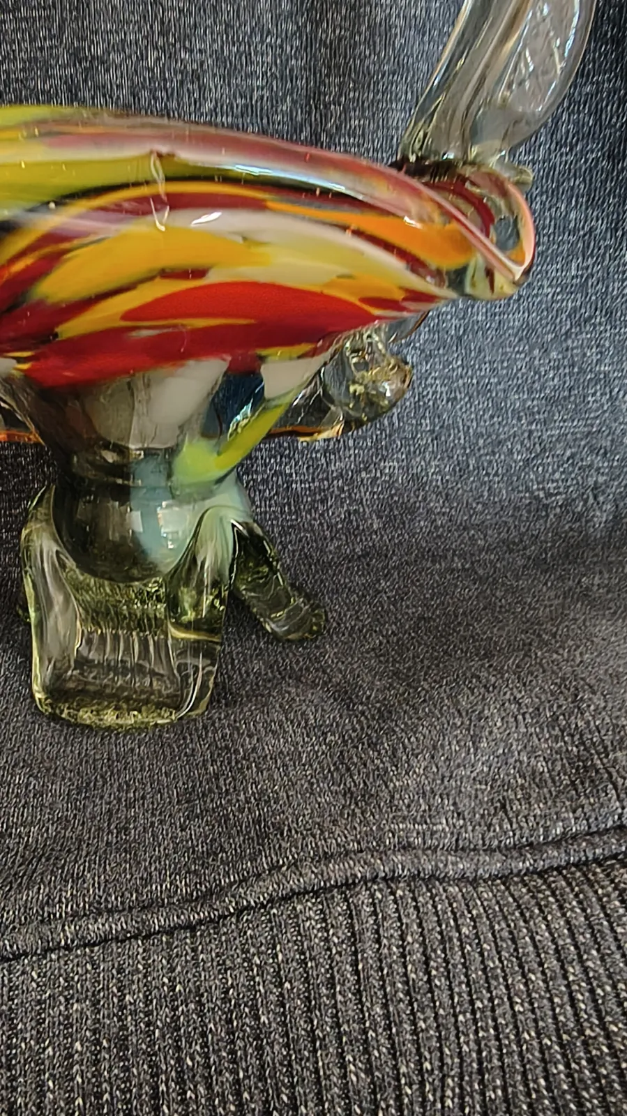 Duży szklany kosz Ząbkowice | Pasiak | Stan Kolekcjonerski | 26 cm.