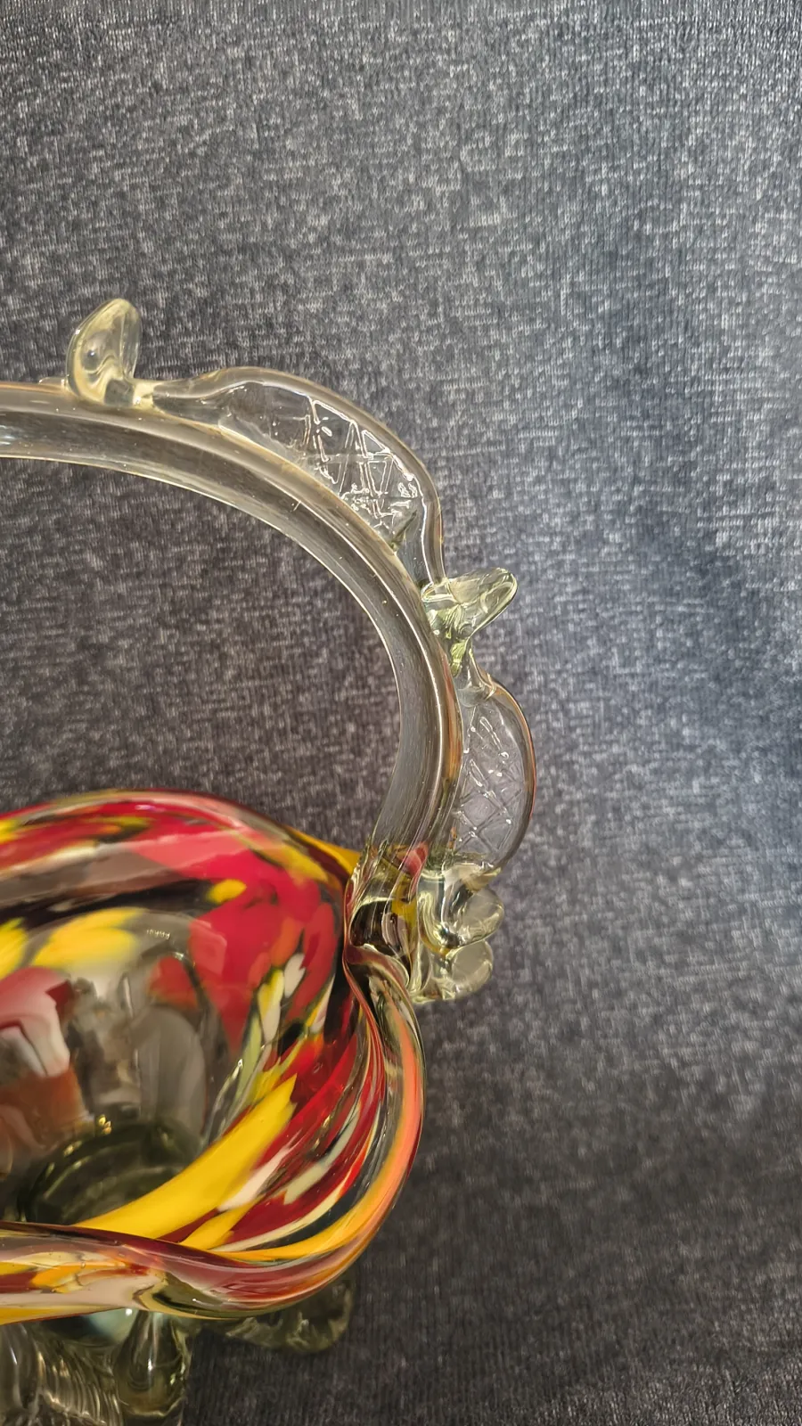 Duży szklany kosz Ząbkowice | Pasiak | Stan Kolekcjonerski | 26 cm.