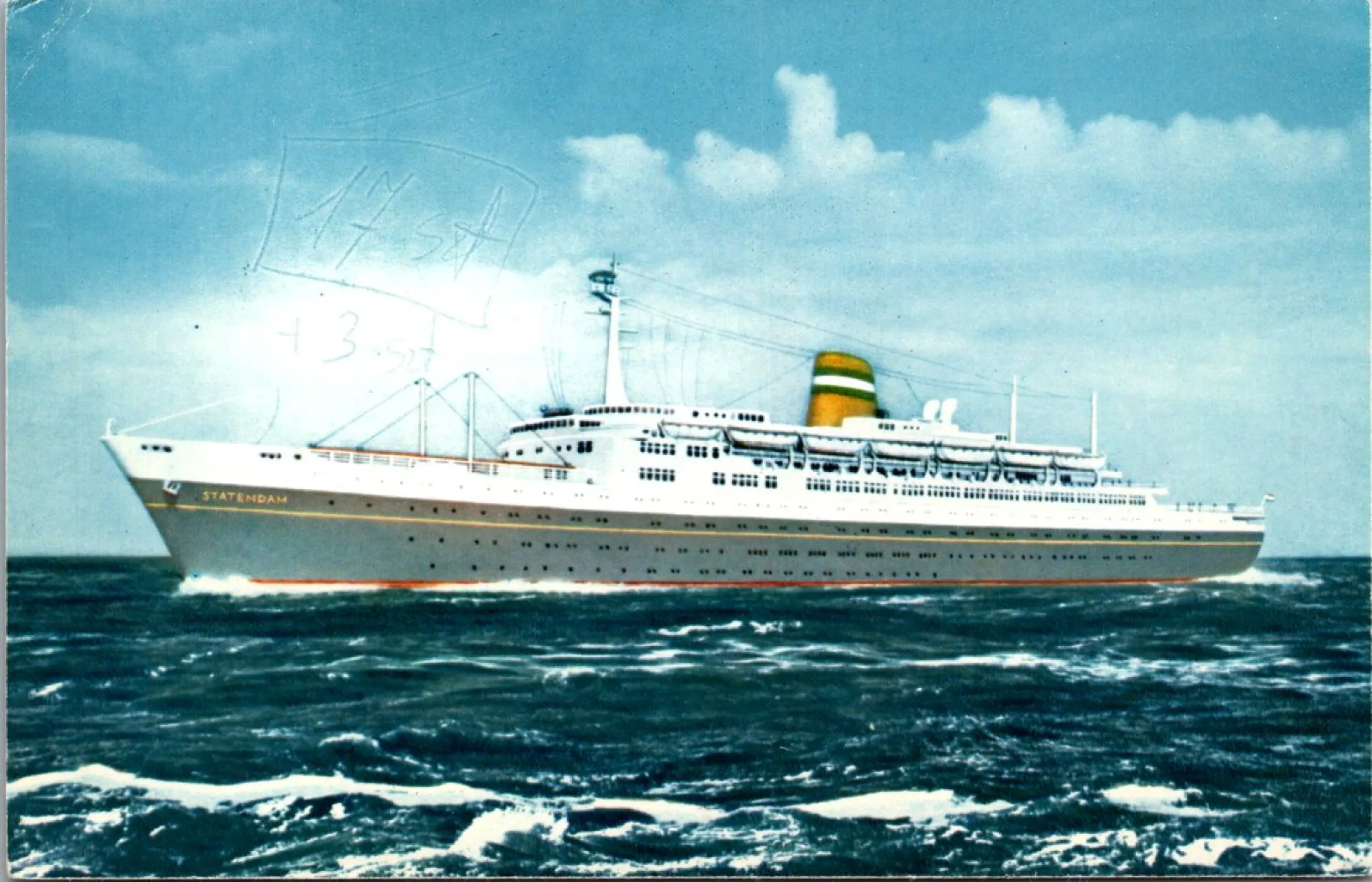 Pocztówka/ Marynistyka/ Statki/ s.s. Statendam/ Holandia/ ok. lata 50