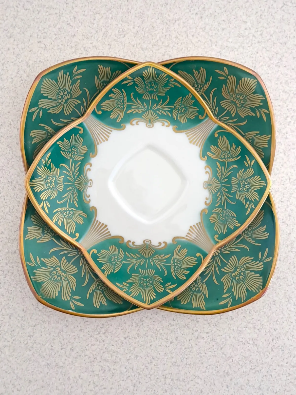 Przepiękna zielona filiżanka trio 1955/60 r. Alka Kunst Bavaria