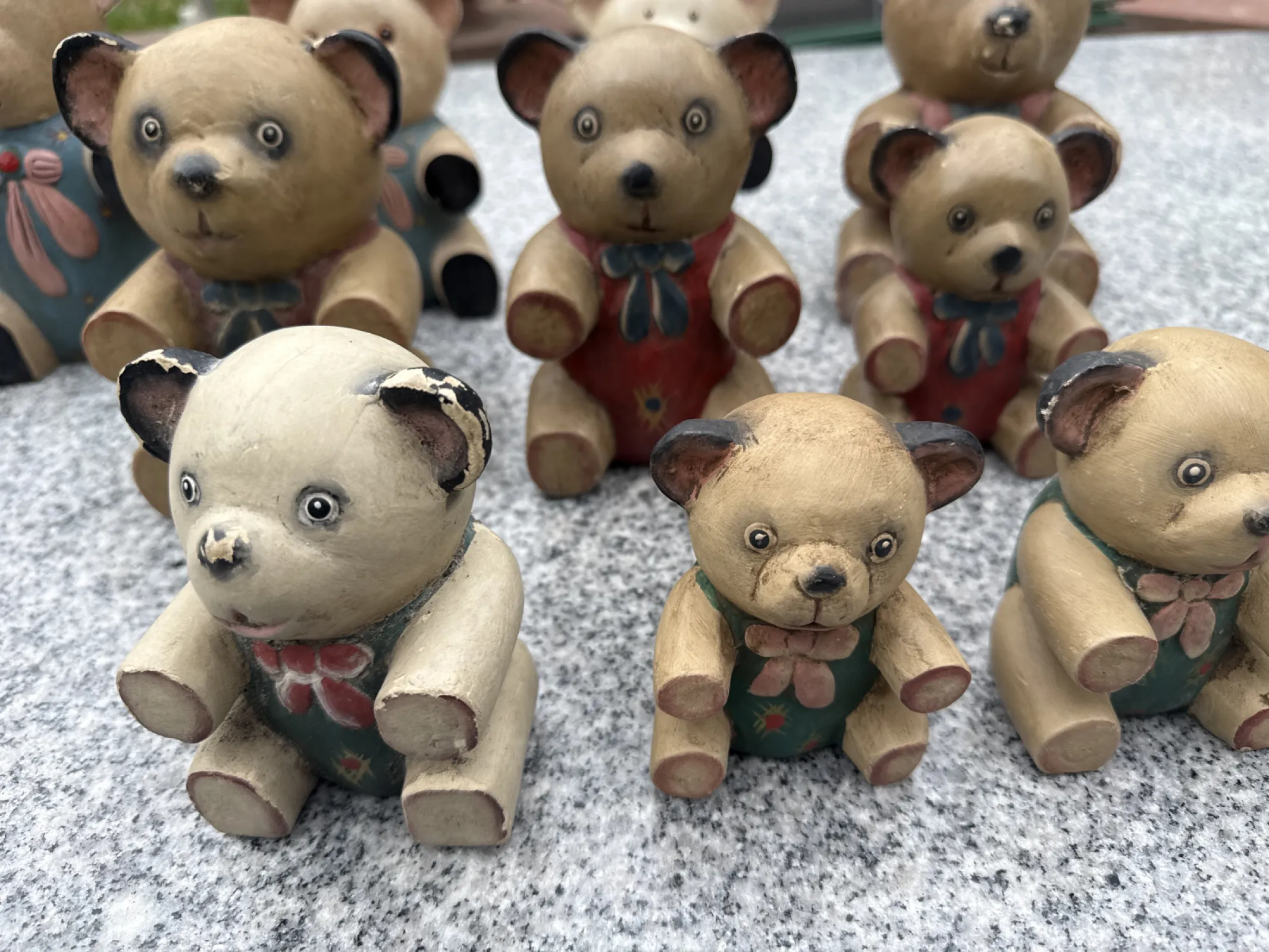 Stare drewniane misie miś Vintage Boho