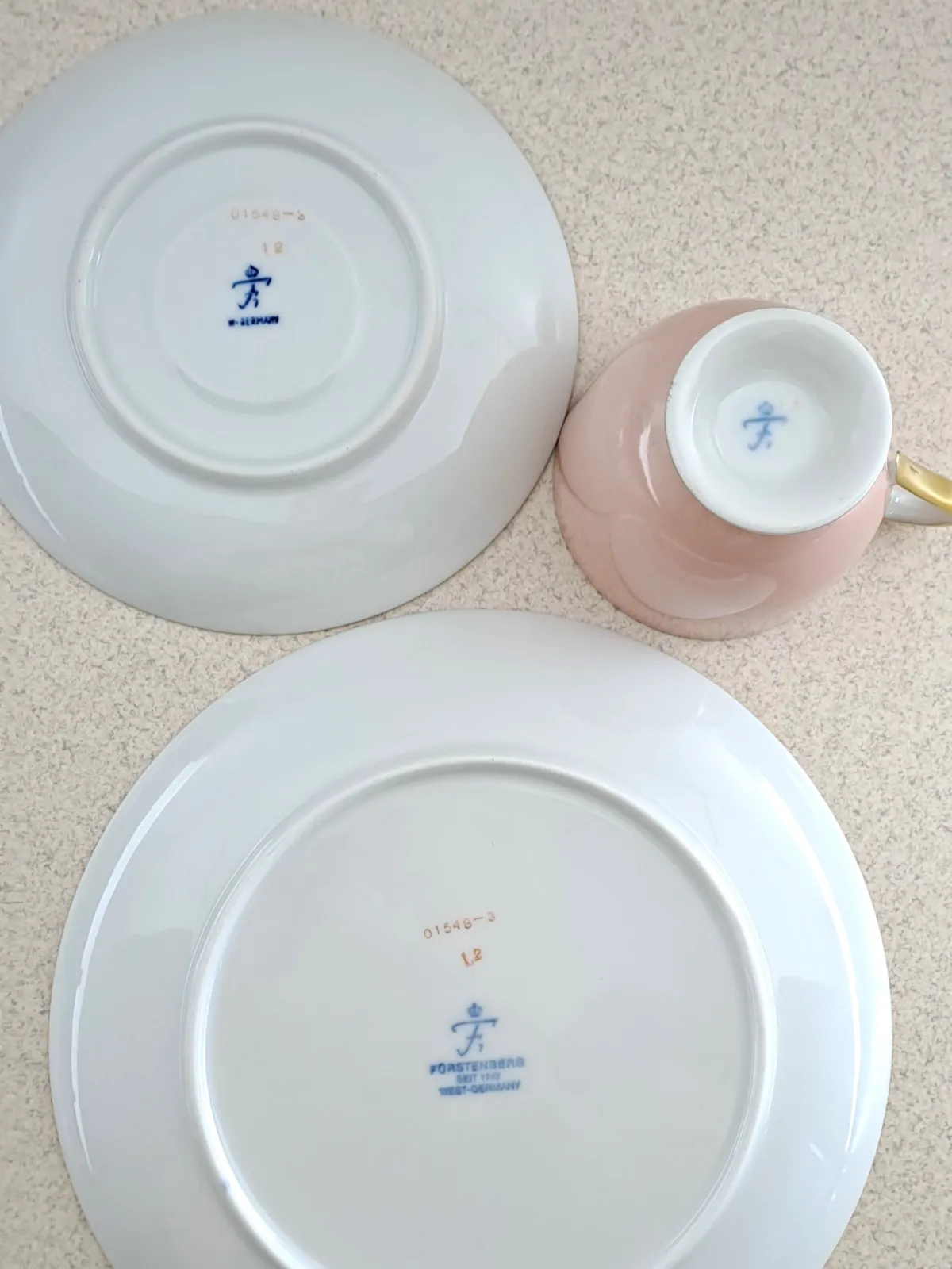 Elegancka filiżanka trio Fürstenberg Fürstin Księżna różowa