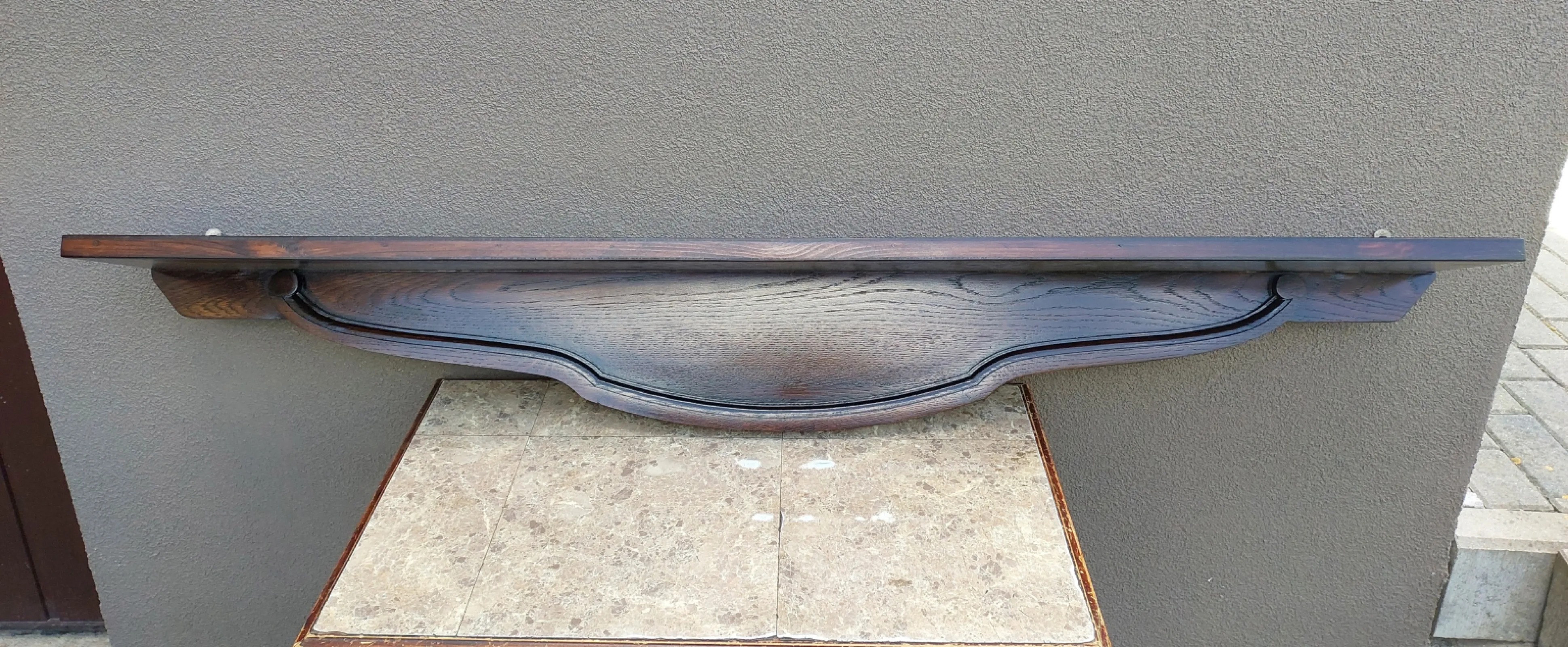 Stara solidna półka duża 158cm ciemny brąz F117