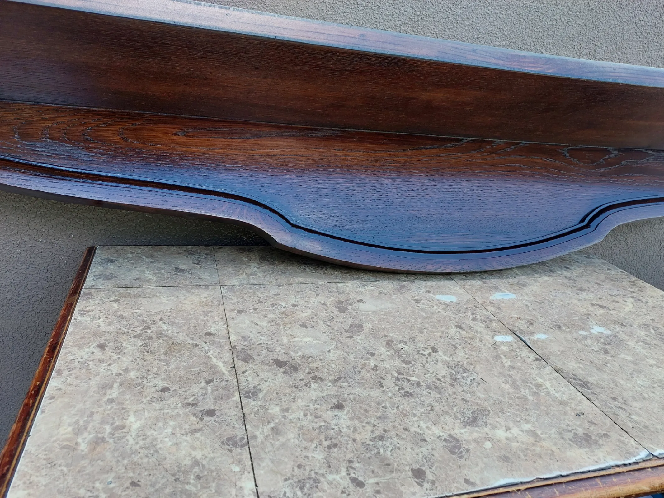 Stara solidna półka duża 158cm ciemny brąz F117