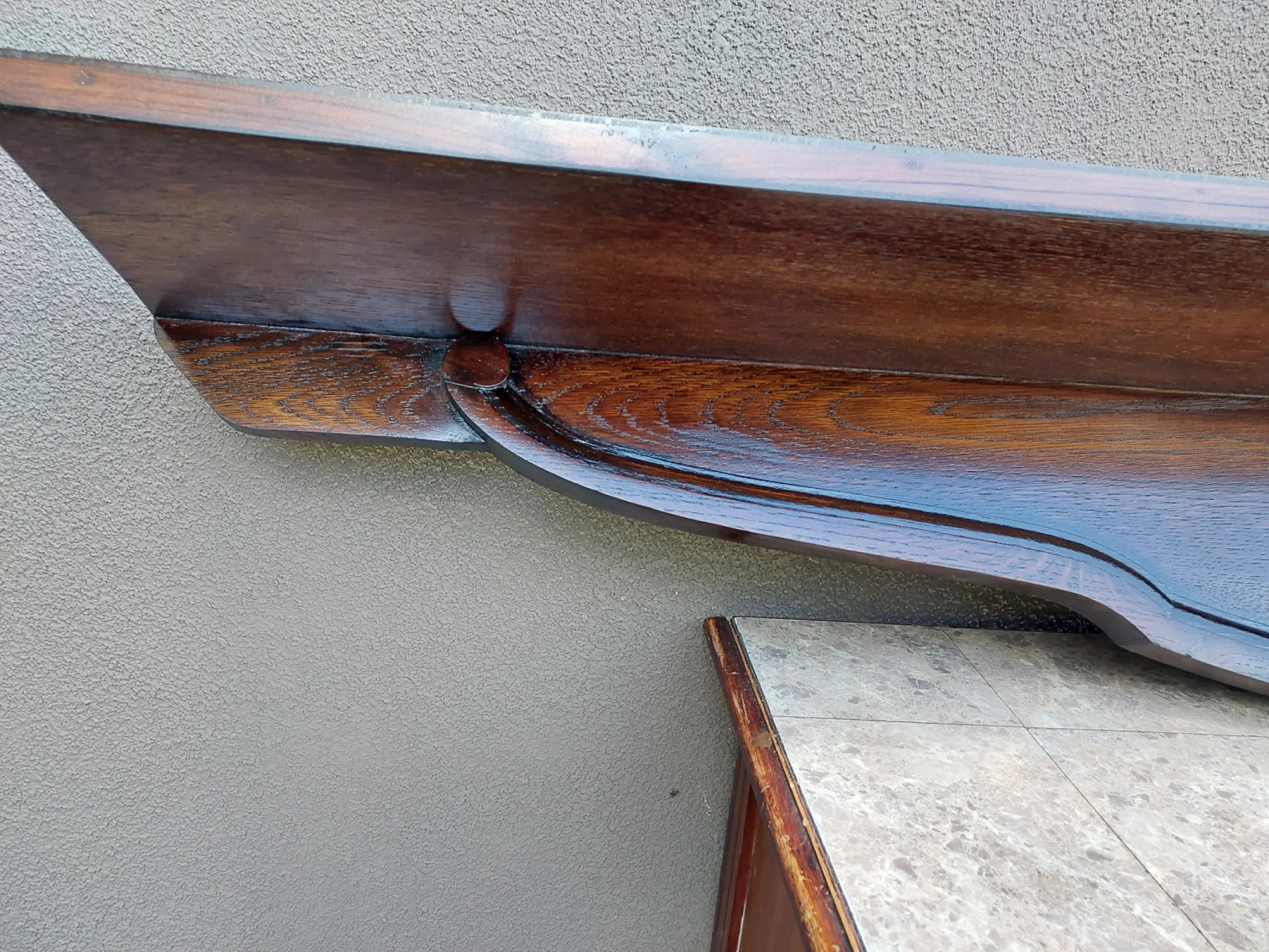 Stara solidna półka duża 158cm ciemny brąz F117