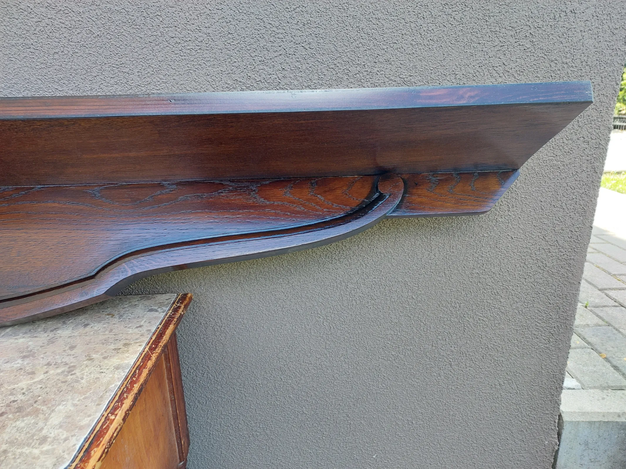 Stara solidna półka duża 158cm ciemny brąz F117