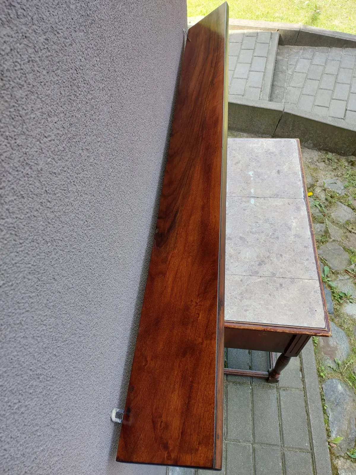 Stara solidna półka duża 158cm ciemny brąz F117