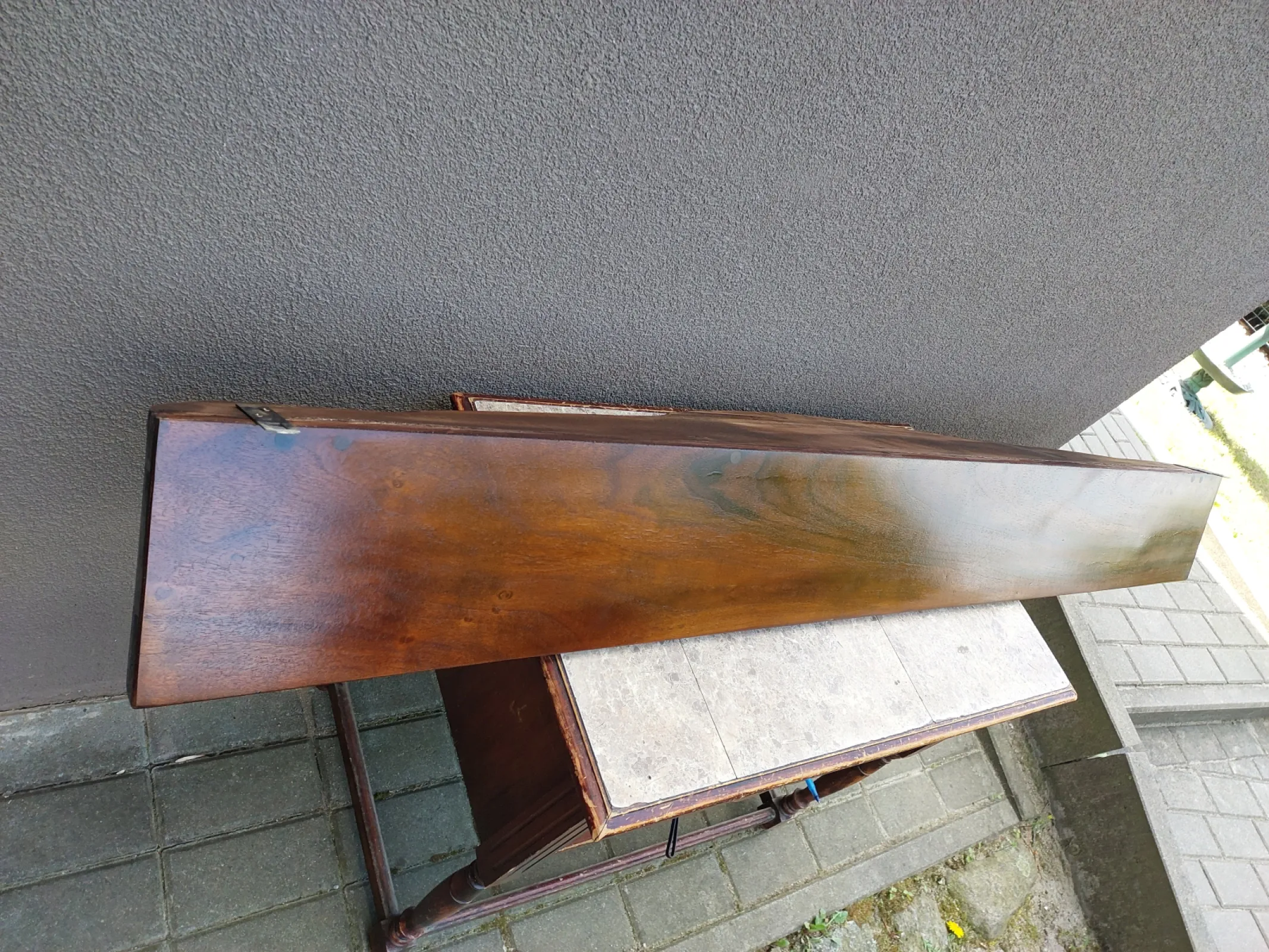 Stara solidna półka duża 158cm ciemny brąz F117