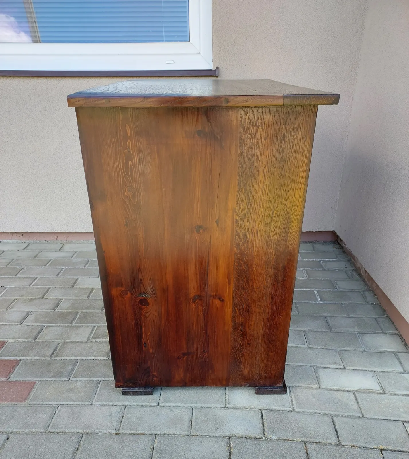 Stara komoda szafka oszklona barek początek XXw szuflady ciemna F116